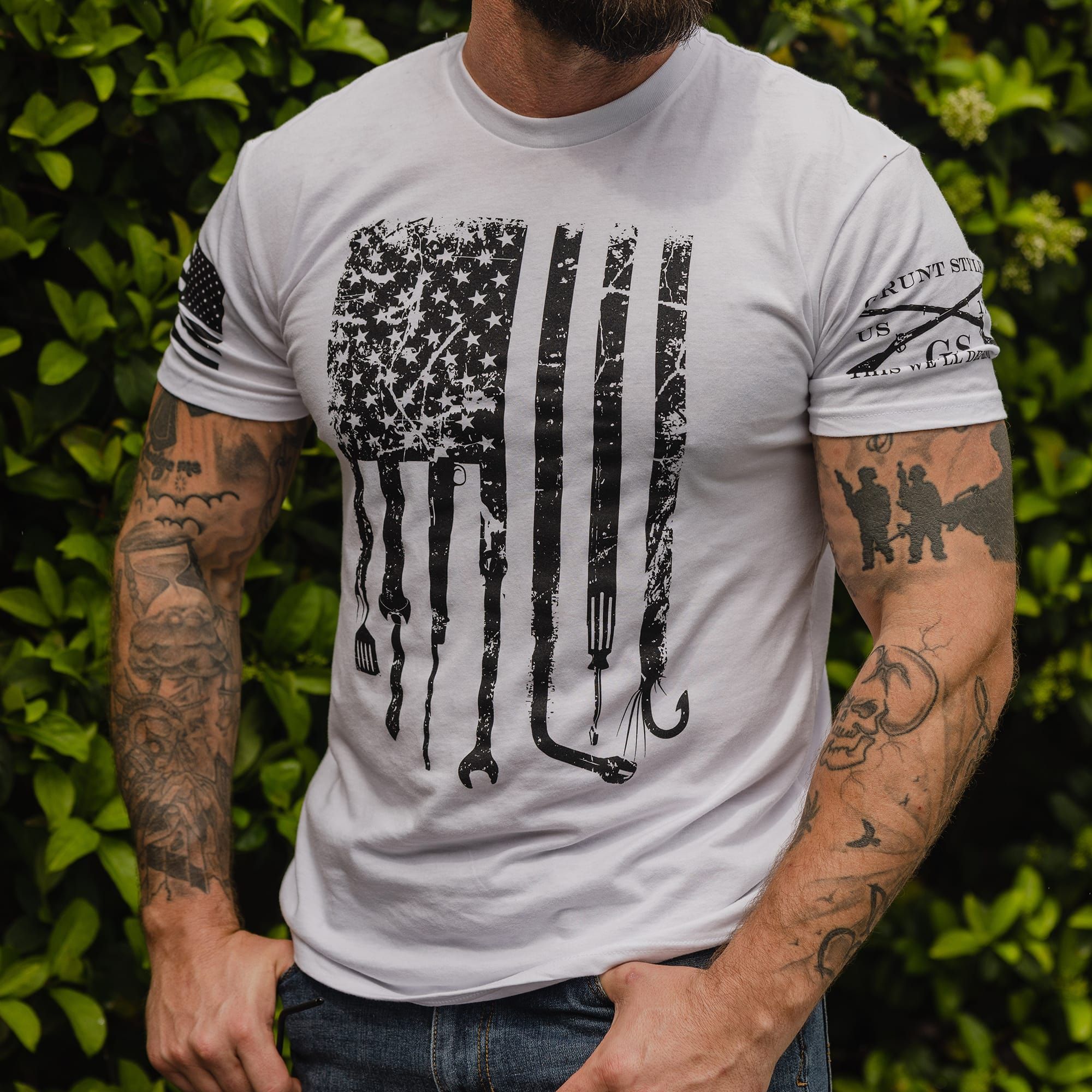 Men's Dad Flag T-Shirt - White sold by Grunt Style product image thumbnail 2