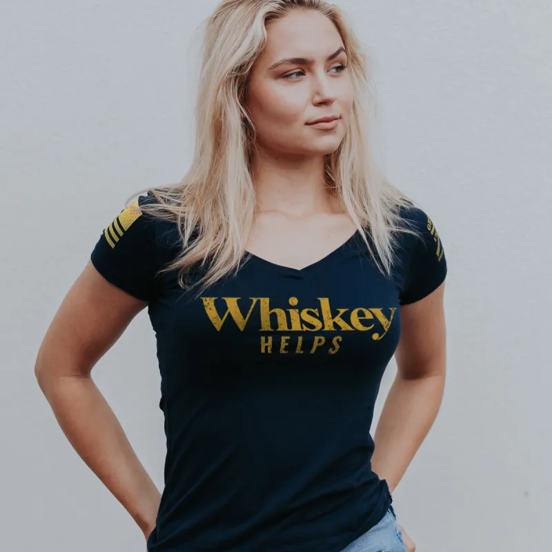 Women's Whiskey Helps™ V-Neck - Midnight Navy sold by Grunt Style