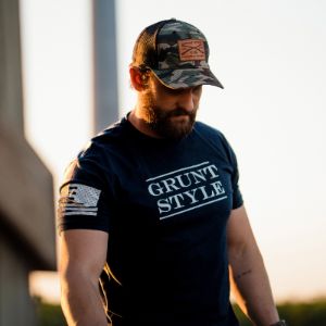 Grunt Style Stacked Logo T-Shirt - Navy sold by Grunt Style