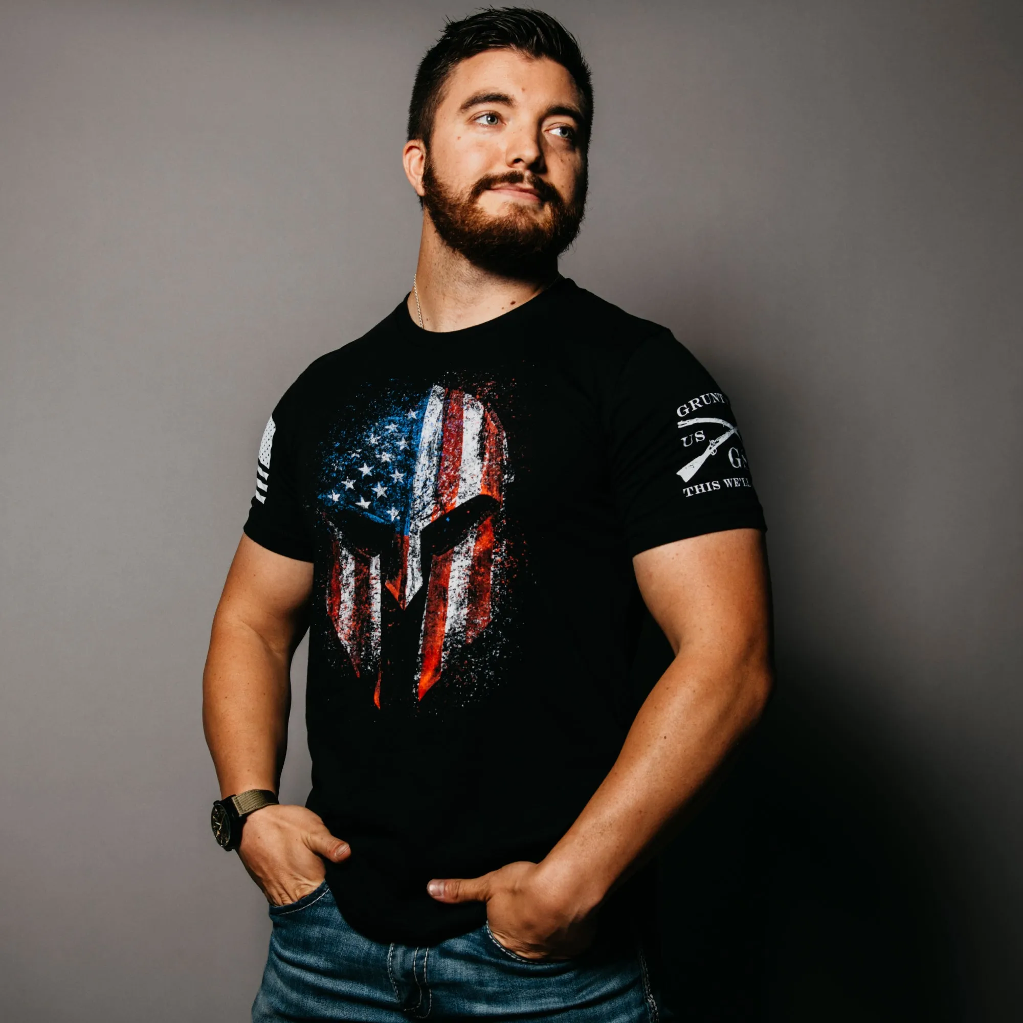 American Spartan 2.0 T-Shirt - Black sold by Grunt Style product image thumbnail 4