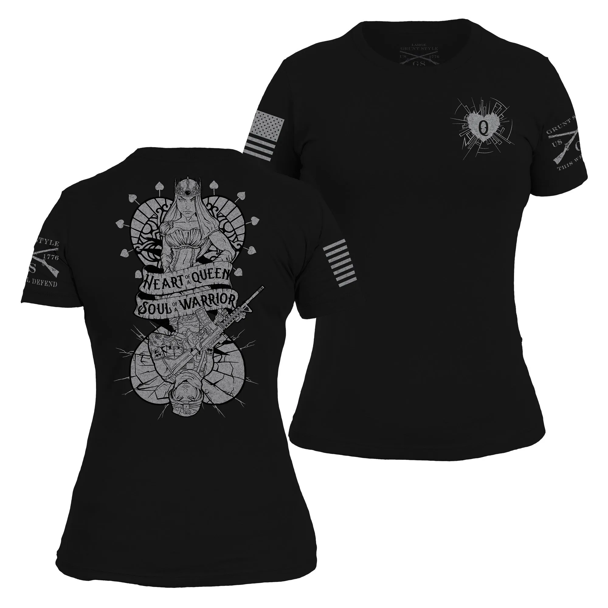 Women's Heart and Soul of a Warrior T-Shirt - Black sold by Grunt Style product image thumbnail 2