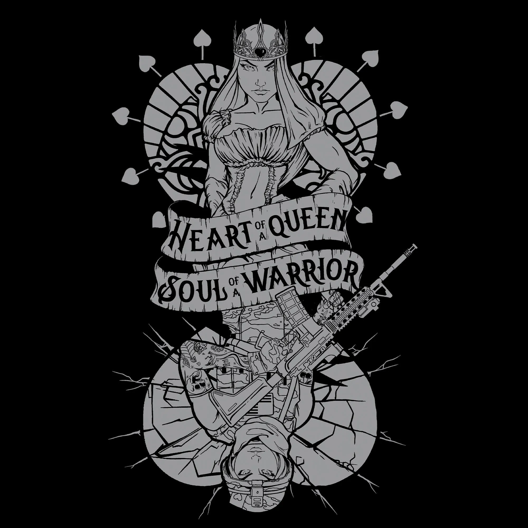 Women's Heart and Soul of a Warrior T-Shirt - Black sold by Grunt Style product image thumbnail 3