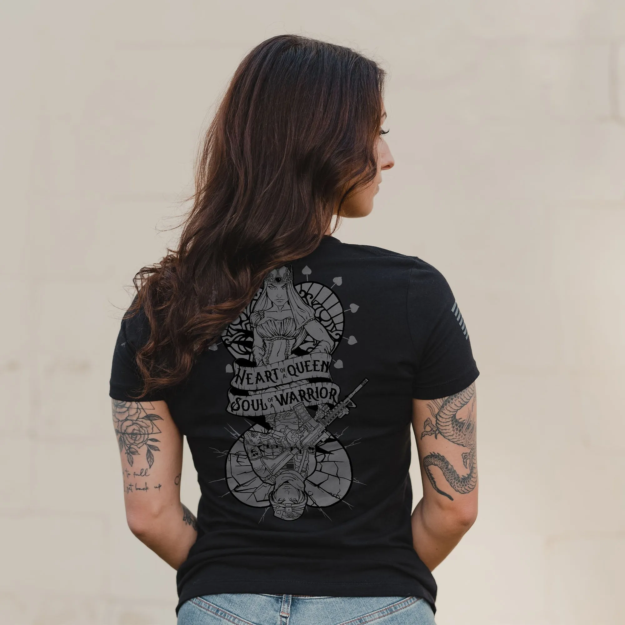 Women's Heart and Soul of a Warrior T-Shirt - Black sold by Grunt Style