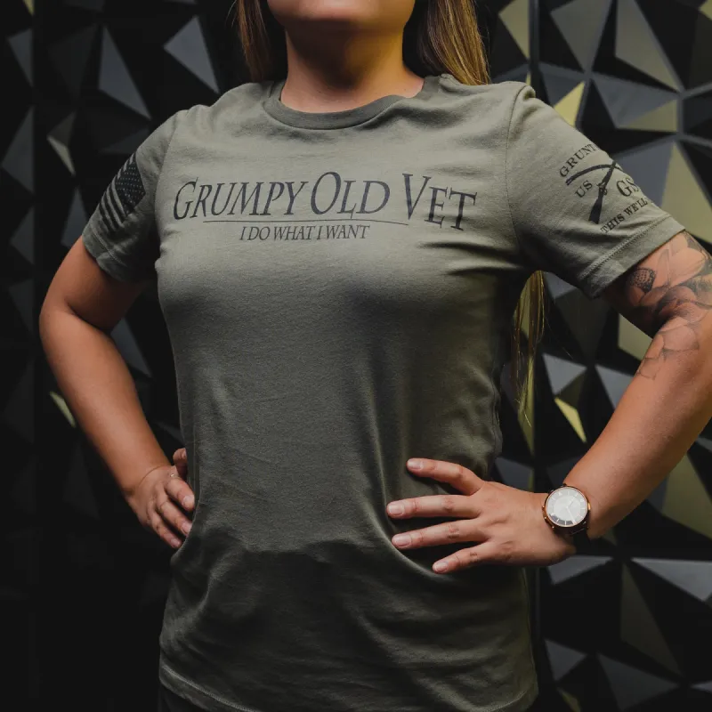 Women's Grumpy Old Vet Relaxed Fit T-Shirt - Military Green sold by Grunt Style