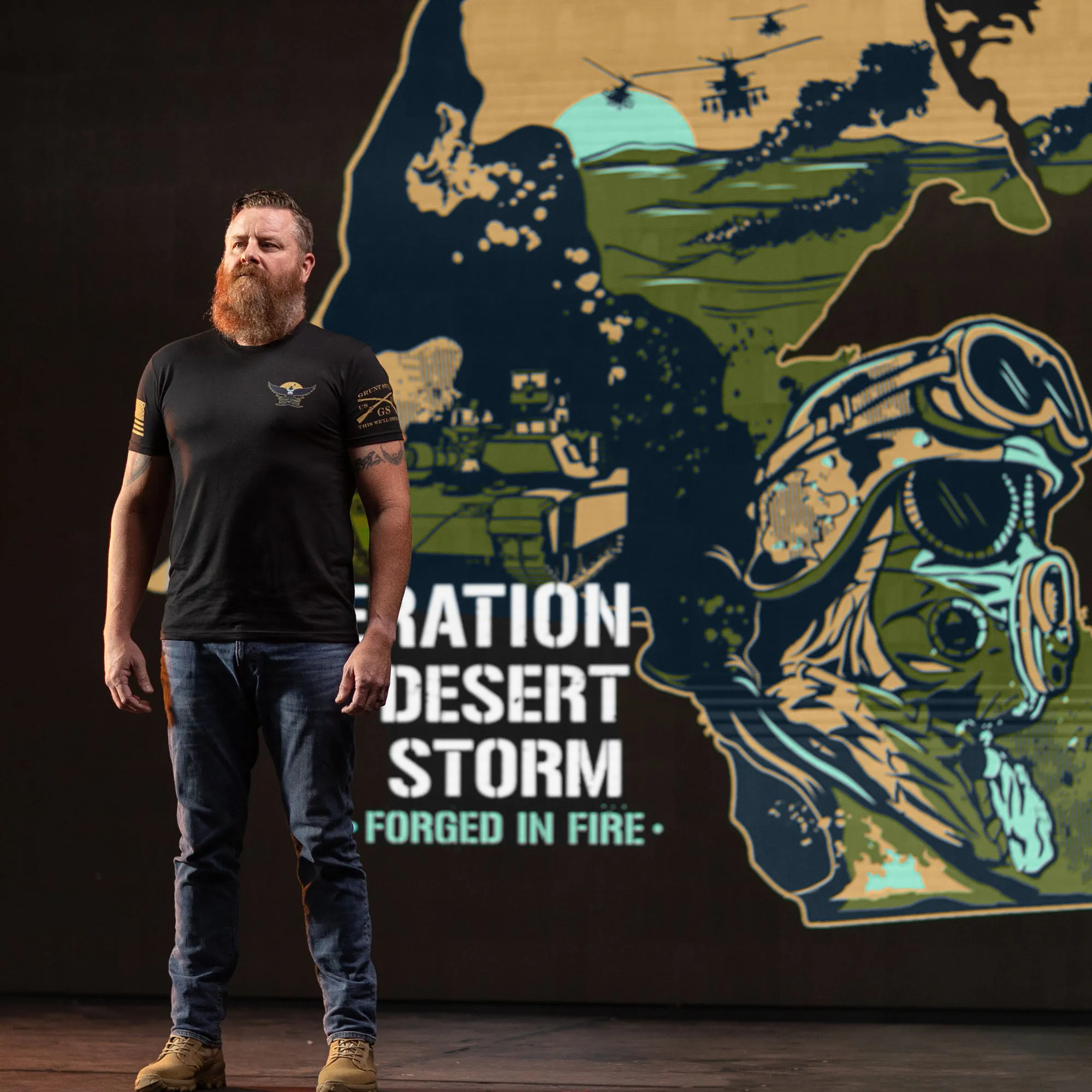 Desert Storm - Forged In Fire T-Shirt - Black sold by Grunt Style product image thumbnail 4