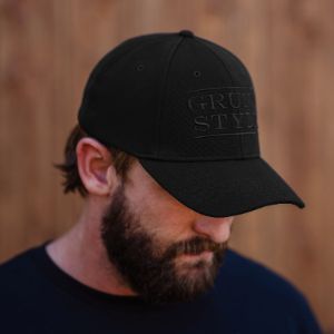 Stacked Logo Stretch Fit Hat - Blackout sold by Grunt Style