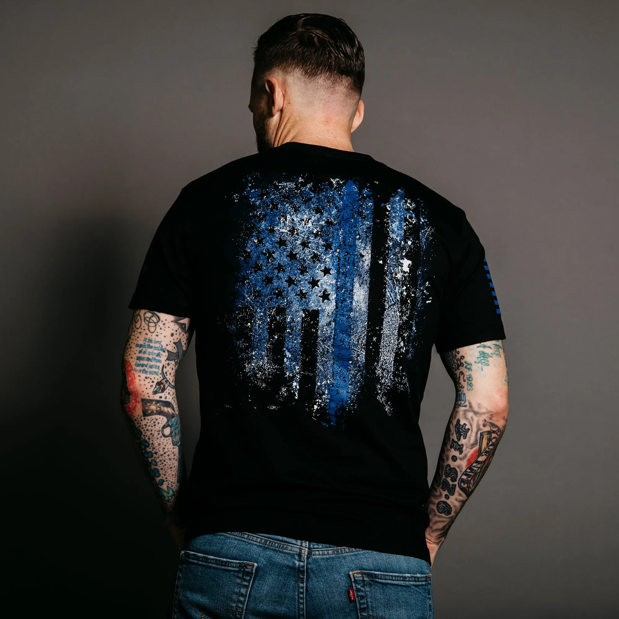Blue Shield T-Shirt - Black sold by Grunt Style product image thumbnail 2