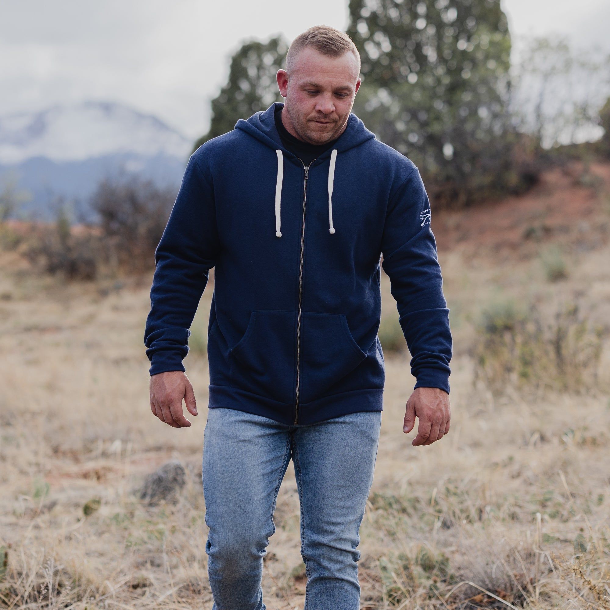 Men's Premium Basic Full-Zip Hoodie - Midnight Navy sold by Grunt Style product image thumbnail 3