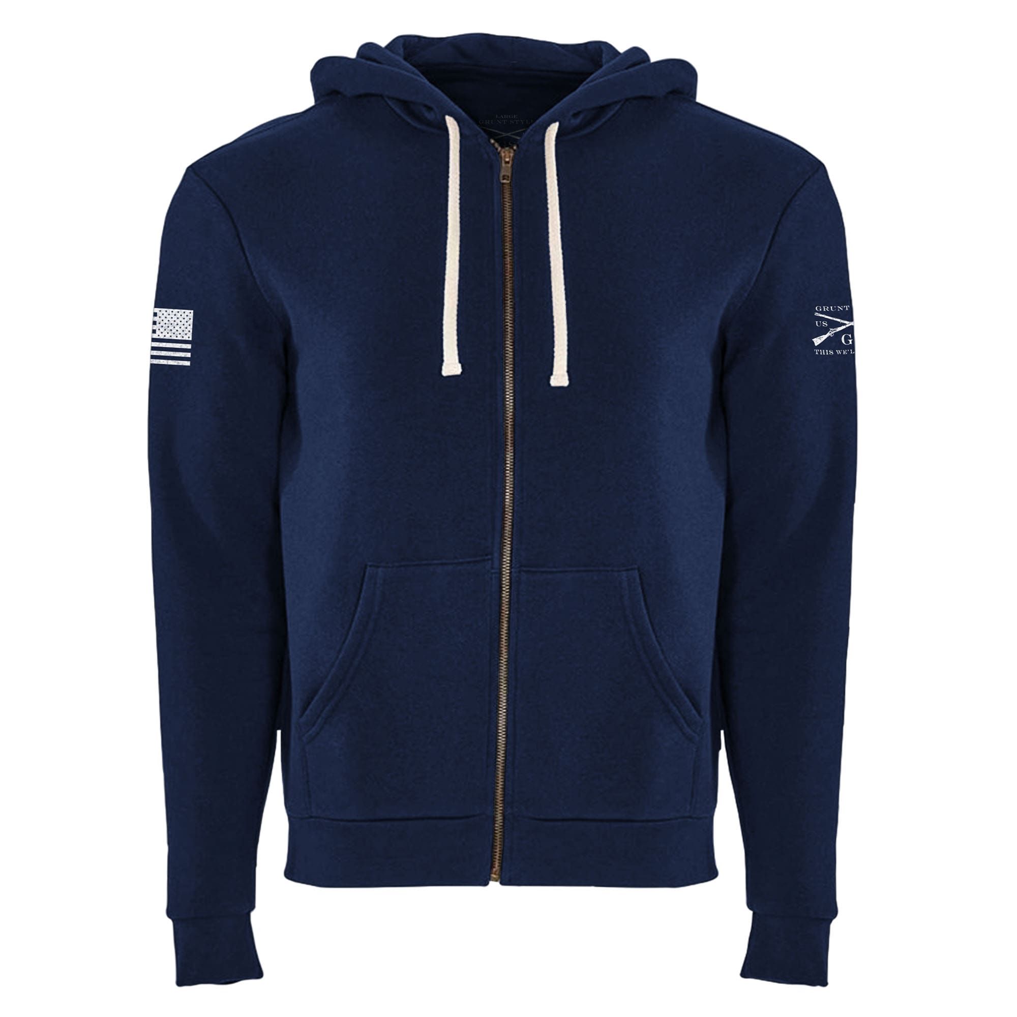 Men's Premium Basic Full-Zip Hoodie - Midnight Navy sold by Grunt Style product image thumbnail 2