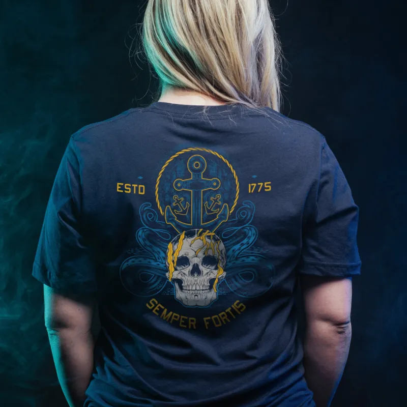 USN - Women's Semper Fortis Boyfriend Fit T-Shirt - Navy sold by Grunt Style
