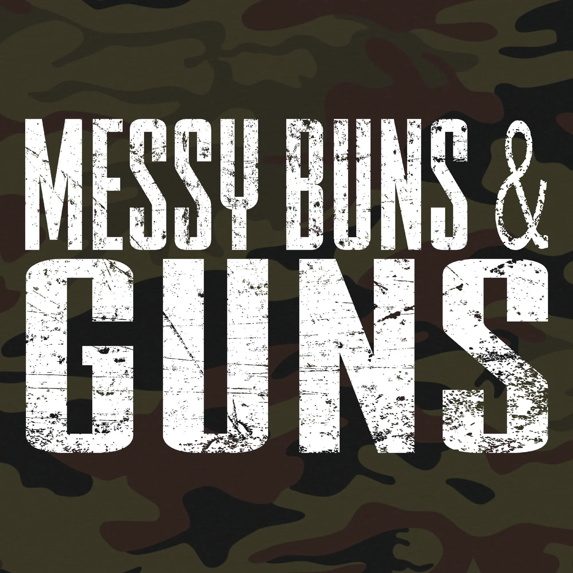 Women's Messy Buns & Guns T-Shirt - Woodland Camo sold by Grunt Style product image thumbnail 2