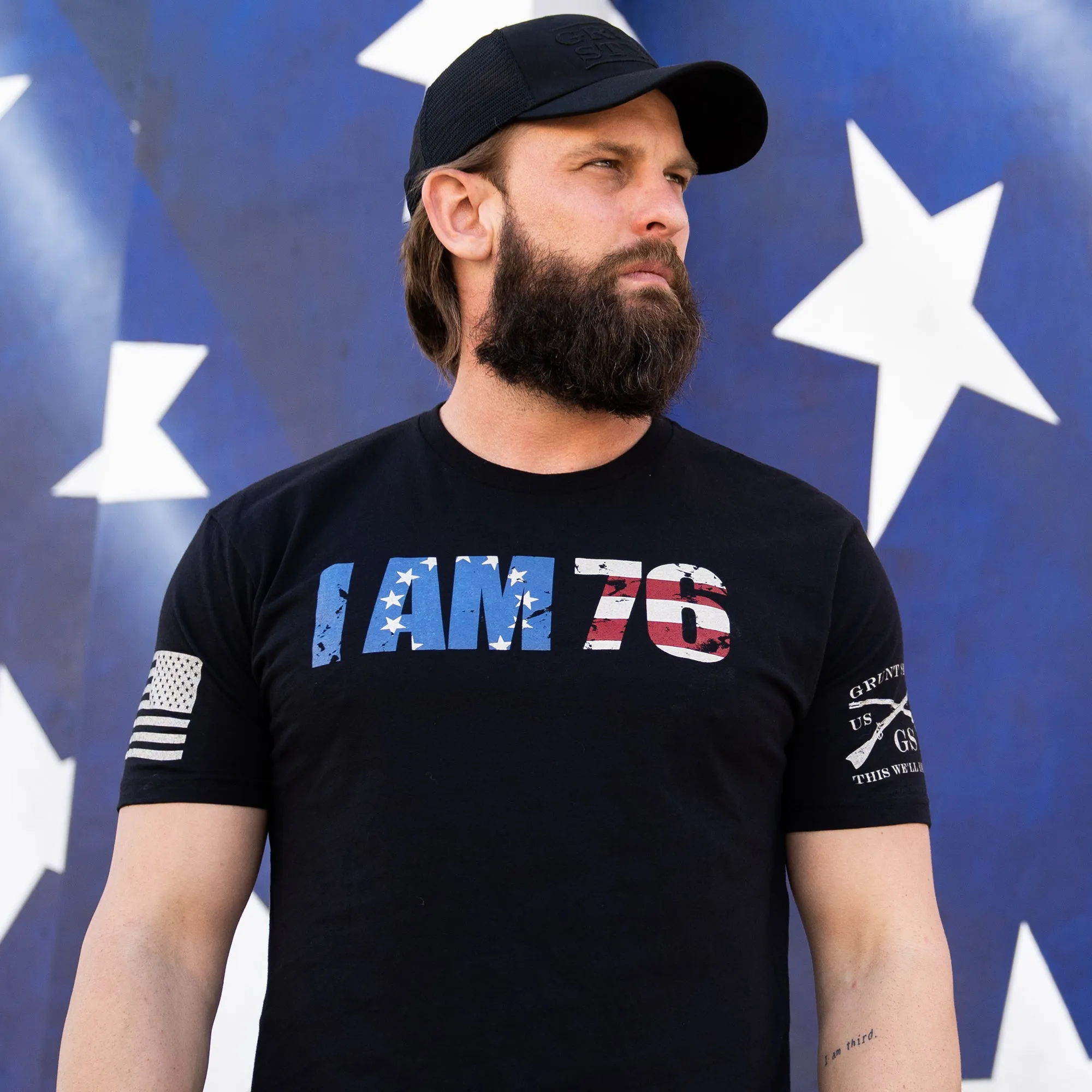 I AM 76 T-Shirt - Black sold by Grunt Style product image thumbnail 2