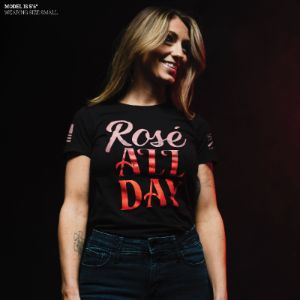 Women's Rosé All Day Slim Fit T-Shirt - Black sold by Grunt Style