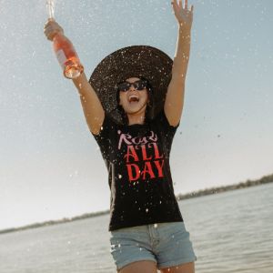 Women's Rosé All Day Slim Fit T-Shirt - Black sold by Grunt Style