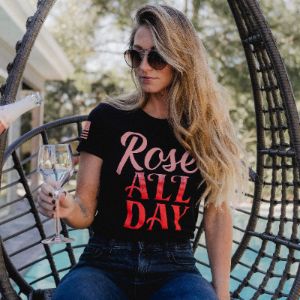 Women's Rosé All Day Slim Fit T-Shirt - Black sold by Grunt Style
