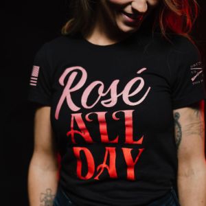 Women's Rosé All Day Slim Fit T-Shirt - Black sold by Grunt Style