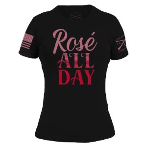 Women's Rosé All Day Slim Fit T-Shirt - Black sold by Grunt Style