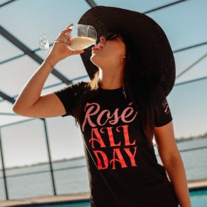 Women's Rosé All Day Slim Fit T-Shirt - Black sold by Grunt Style