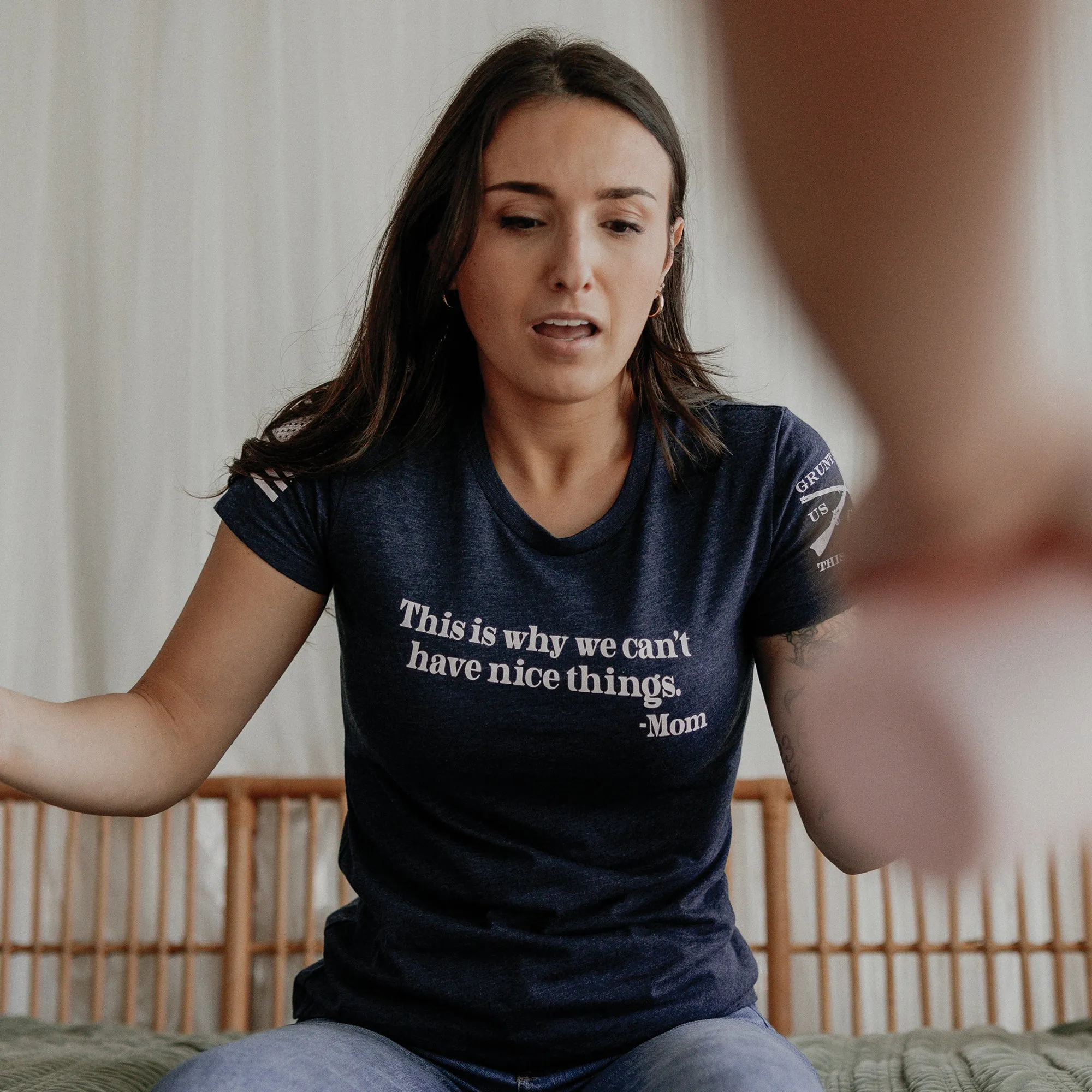 Women's Can't Have Nice Things Slim Fit T-Shirt - Midnight Navy sold by Grunt Style product image thumbnail 3