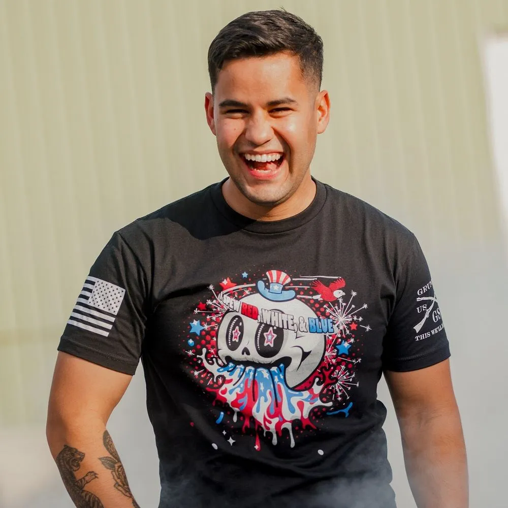 I Spew Red, White, & Blue T-Shirt - Black sold by Grunt Style product image thumbnail 3