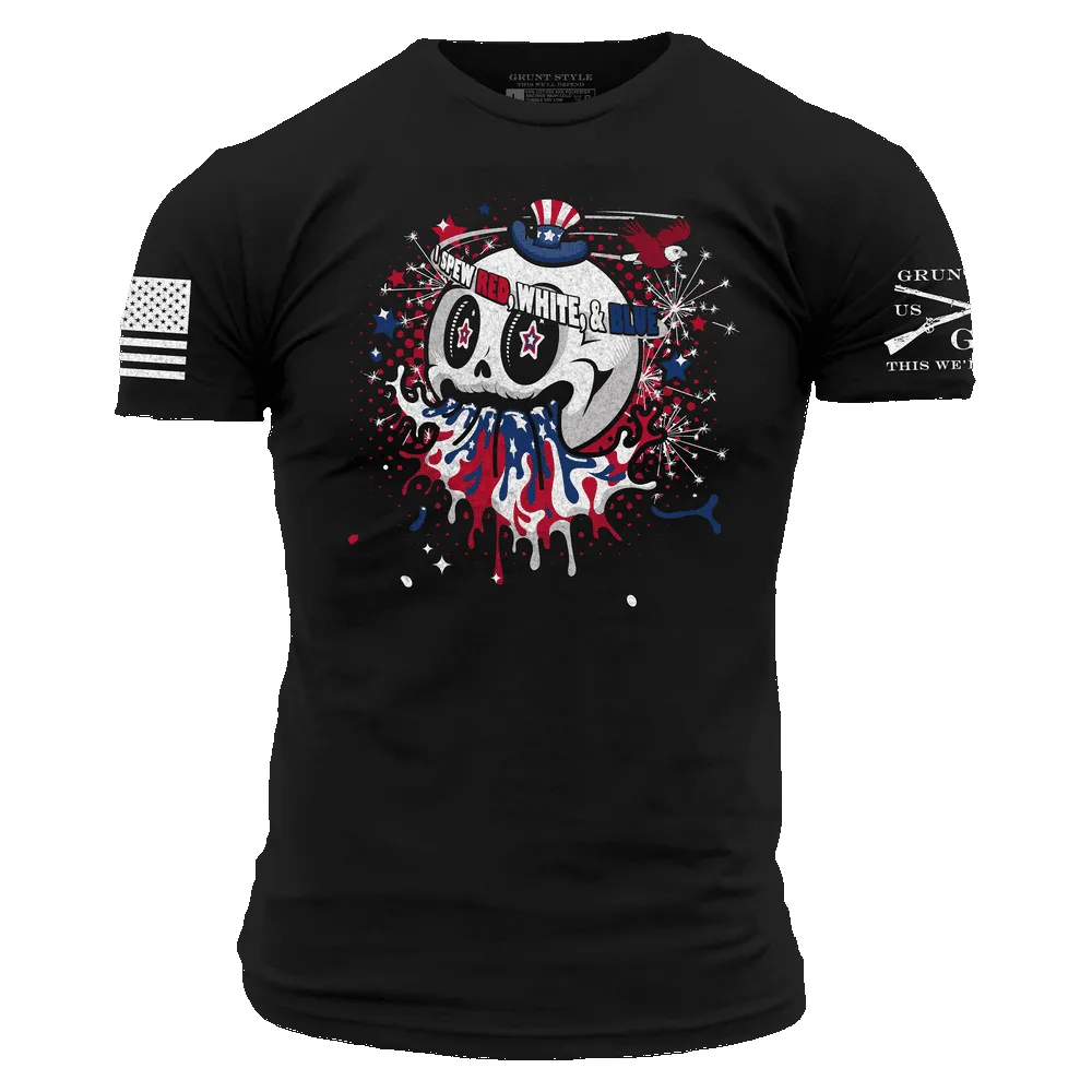 I Spew Red, White, & Blue T-Shirt - Black sold by Grunt Style