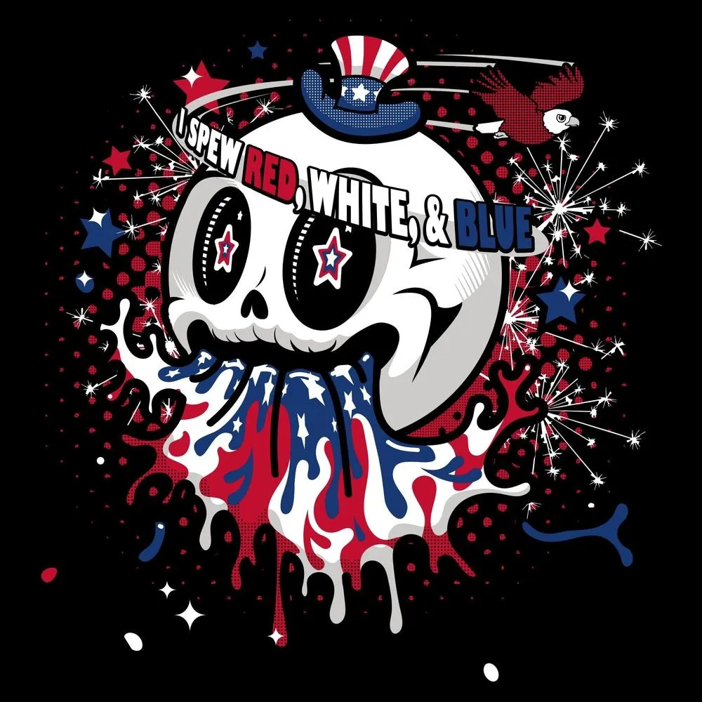 I Spew Red, White, & Blue T-Shirt - Black sold by Grunt Style product image thumbnail 2