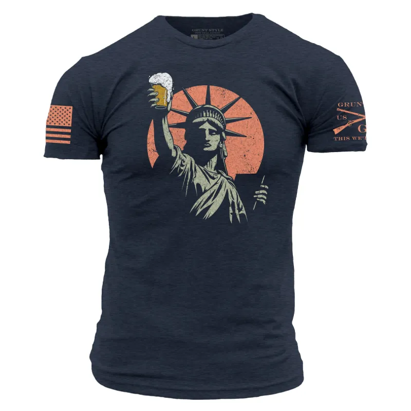 Toast To Freedom T-Shirt - Midnight Navy sold by Grunt Style