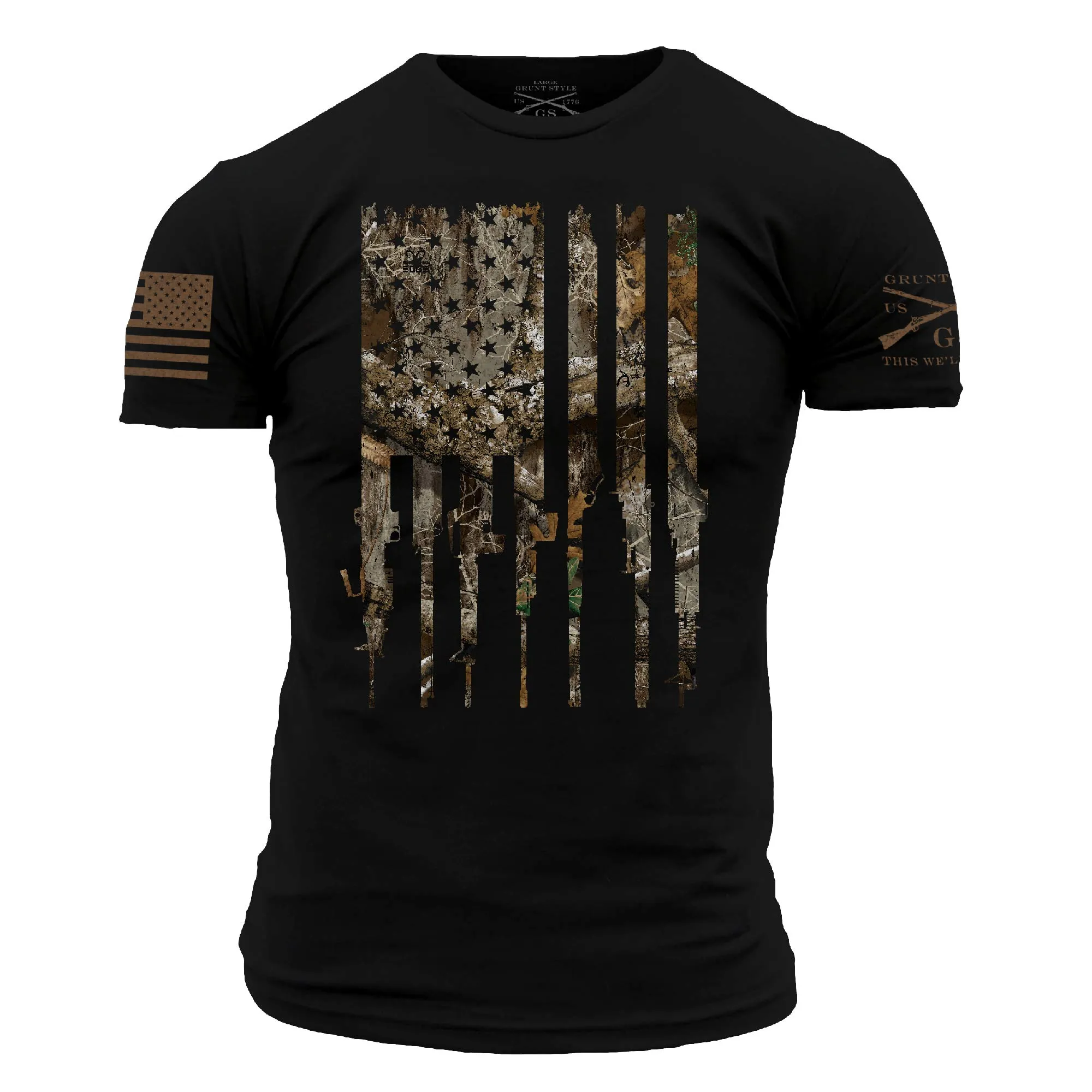 Realtree Edge® Rifle Flag T-Shirt - Black sold by Grunt Style
