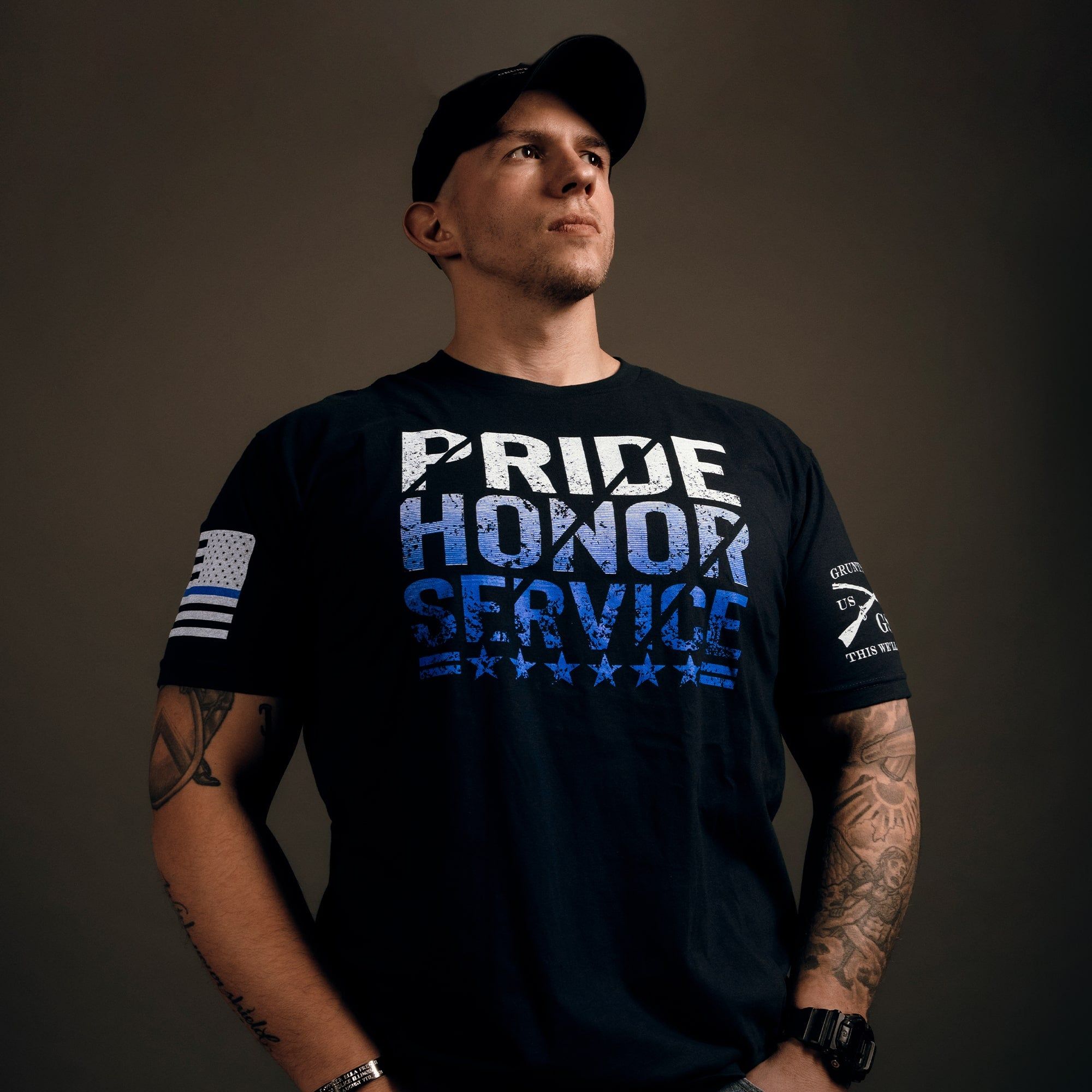 Men's Pride, Honor, Service T-Shirt - Navy sold by Grunt Style product image thumbnail 4