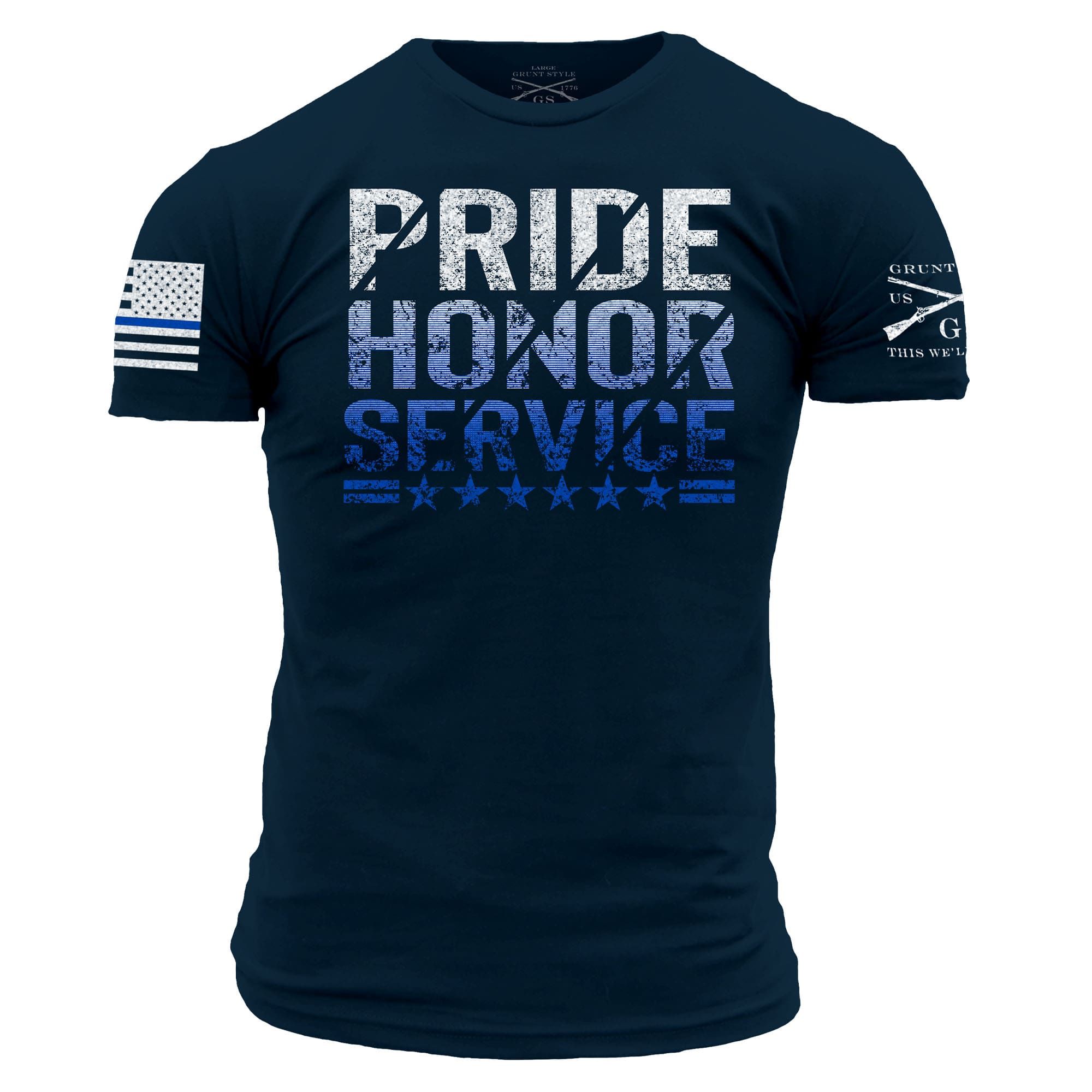 Men's Pride, Honor, Service T-Shirt - Navy sold by Grunt Style