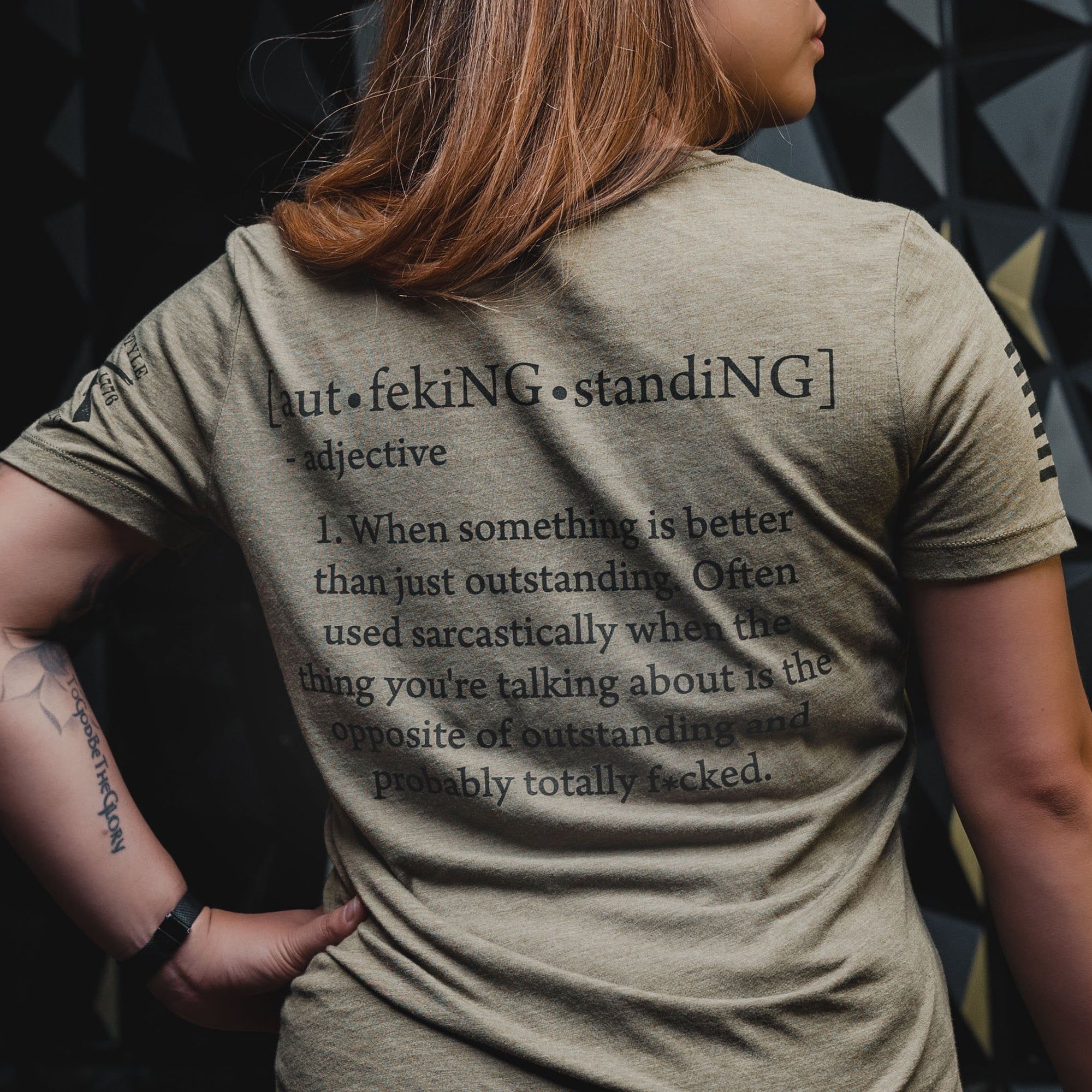 Women's Outf*cking Standing Relaxed Fit T-Shirt - Olive Triblend sold by Grunt Style product image thumbnail 2