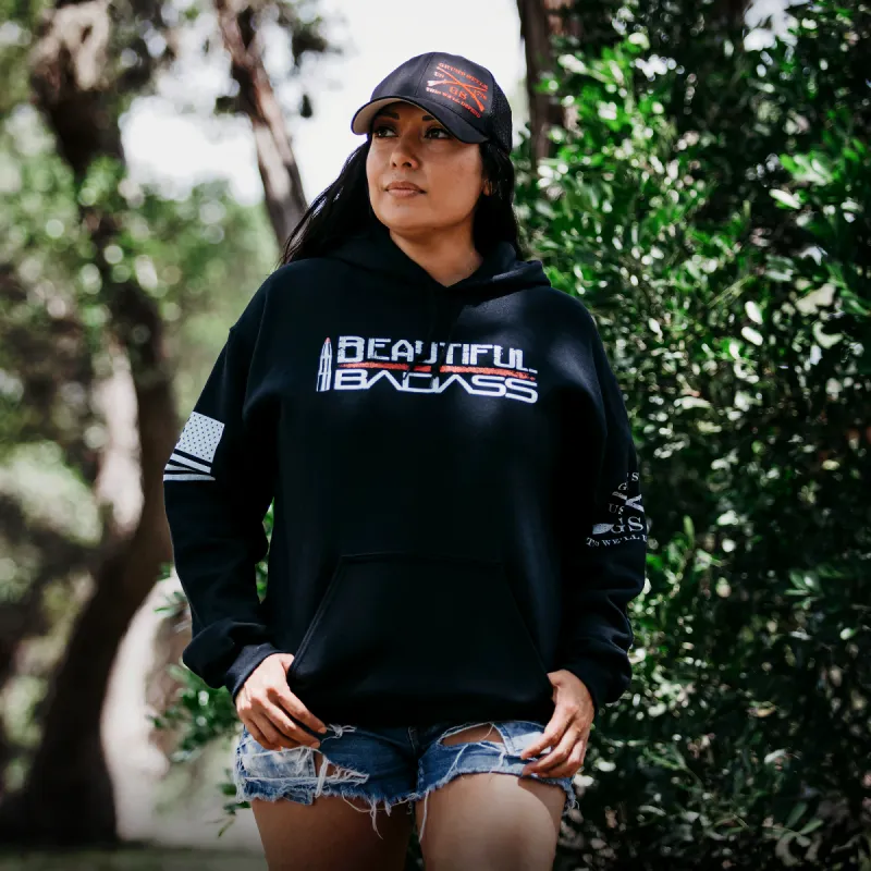 Women's Beautiful Badass Hoodie 2.0 - Black sold by Grunt Style
