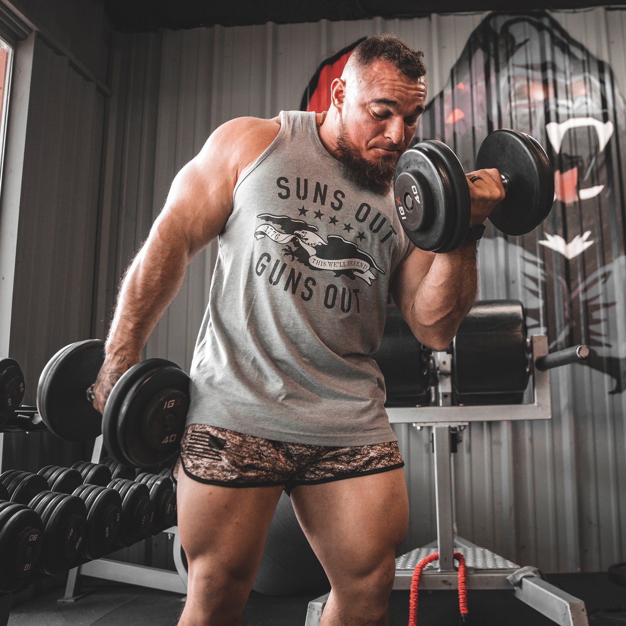 Men's Guns Out Training Tank - Dark Heather sold by Grunt Style product image thumbnail 3