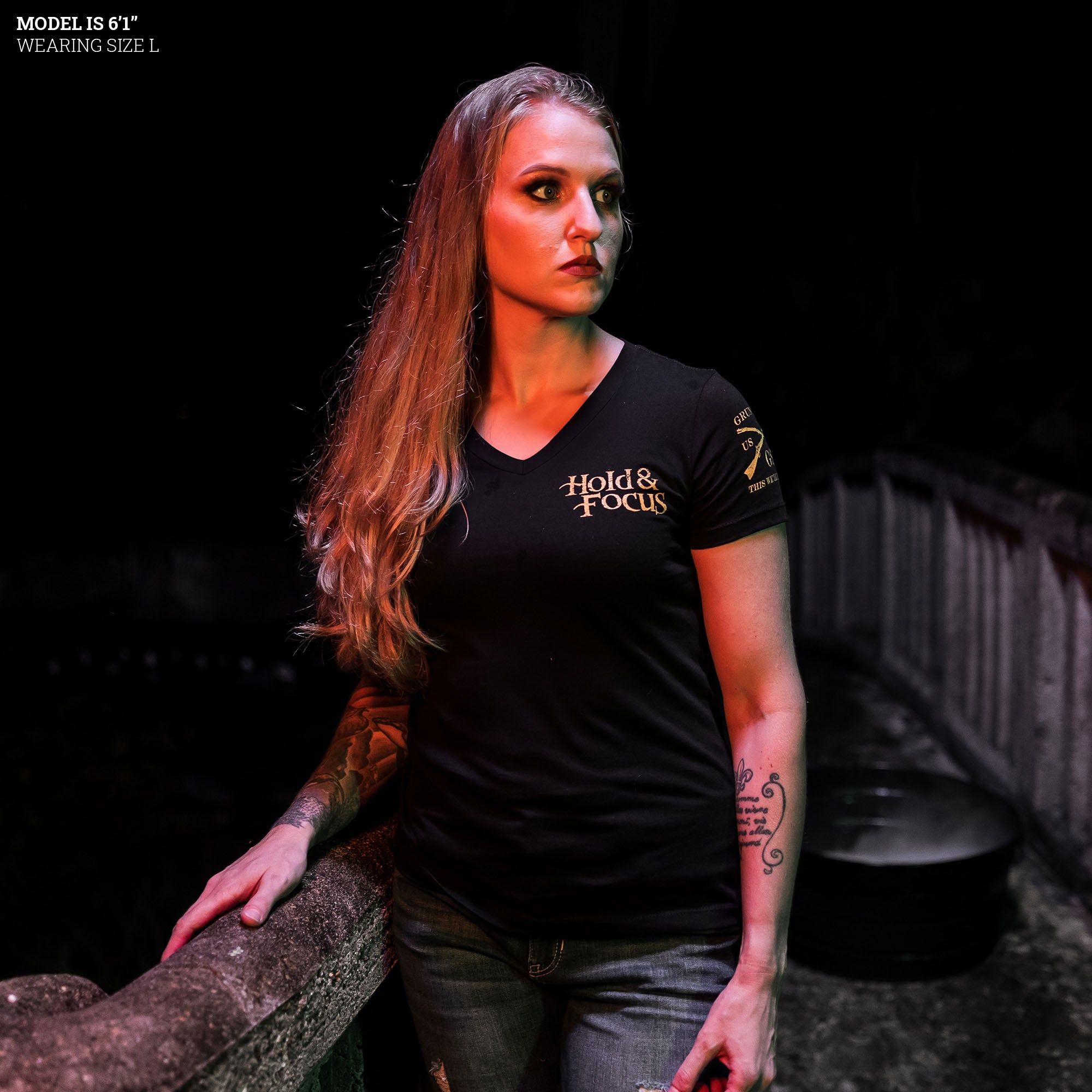 Women's Hold and Focus V-Neck - Black sold by Grunt Style product image thumbnail 2