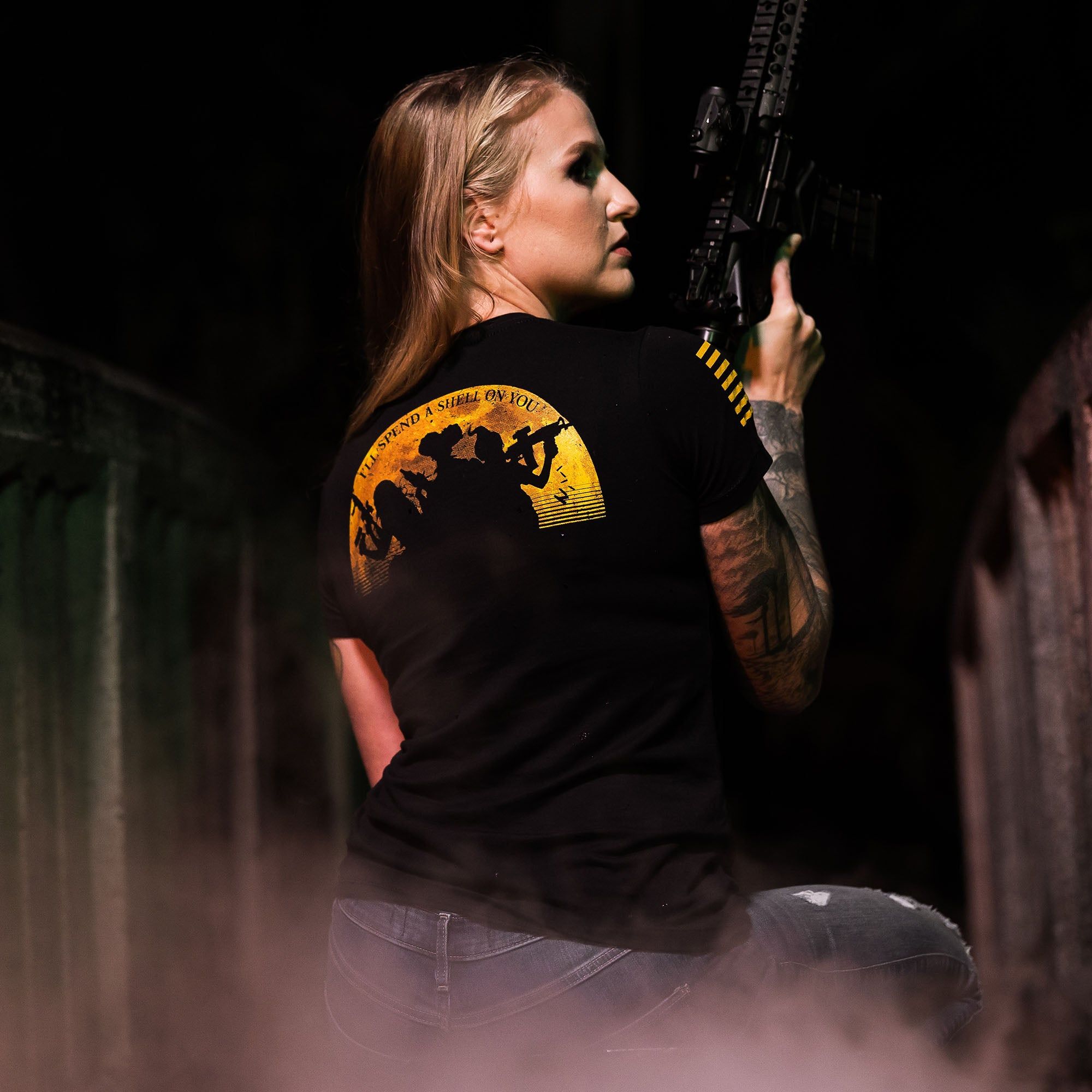 Women's Hold and Focus V-Neck - Black sold by Grunt Style