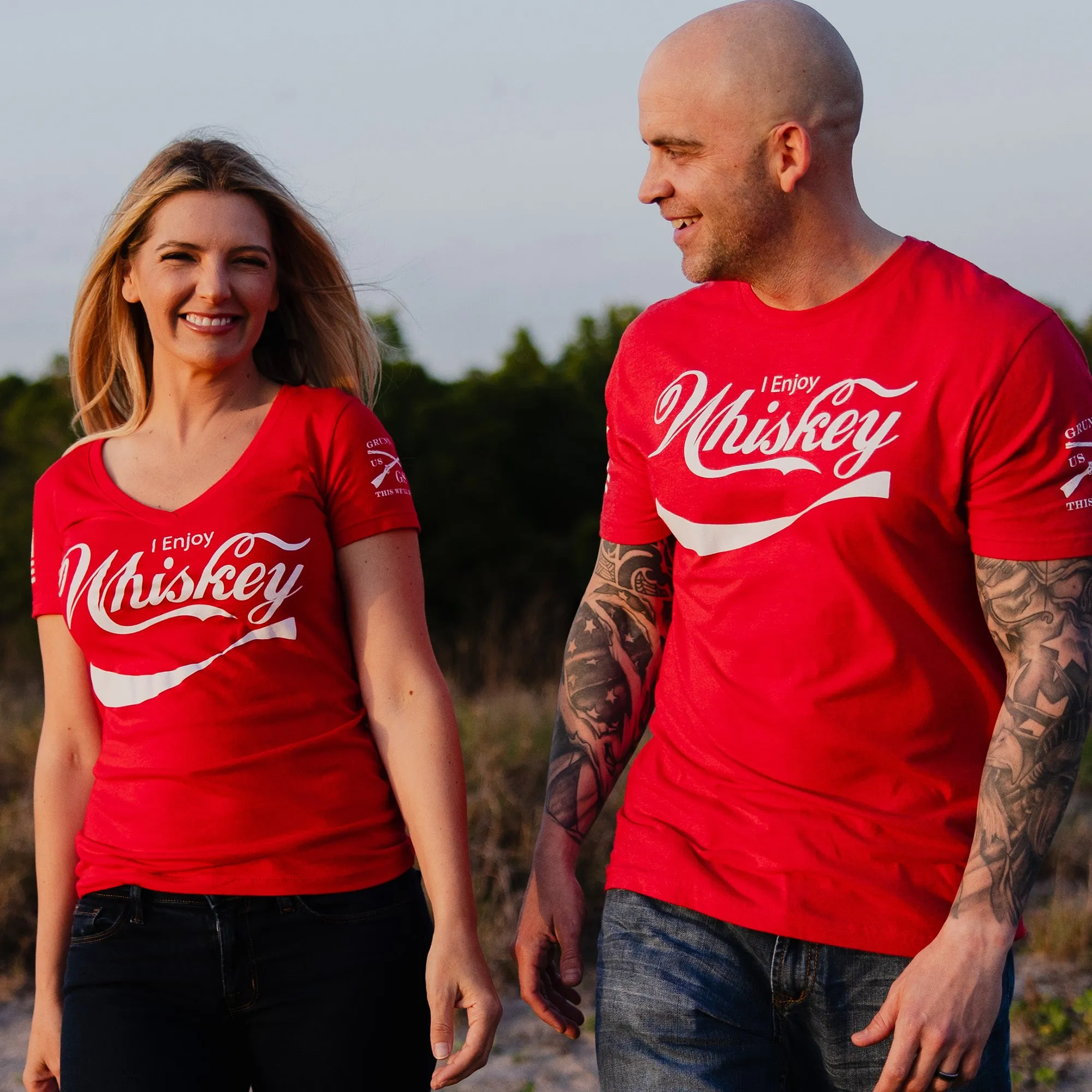 Women's Enjoy Whiskey V-Neck - Red sold by Grunt Style product image thumbnail 5