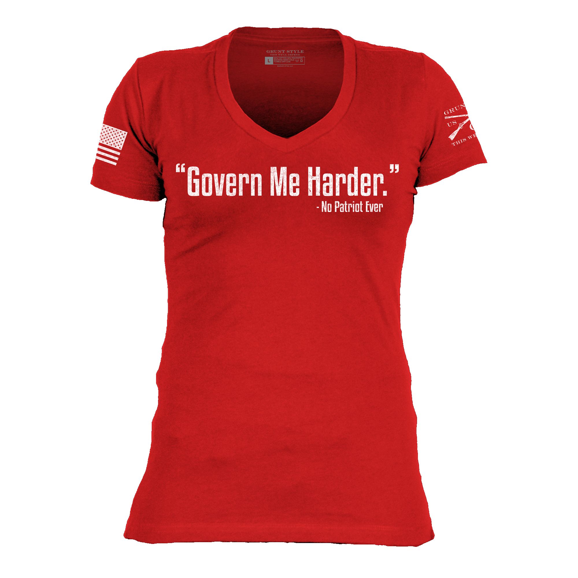 Women's Govern Me Harder V-Neck - Red sold by Grunt Style