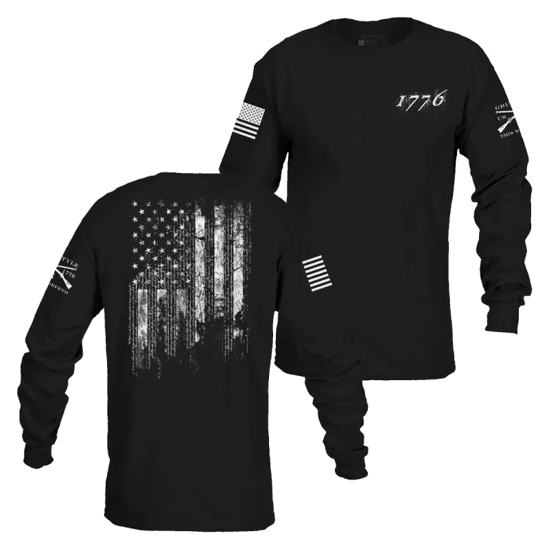 1776 Flag Long Sleeve - Black sold by Grunt Style