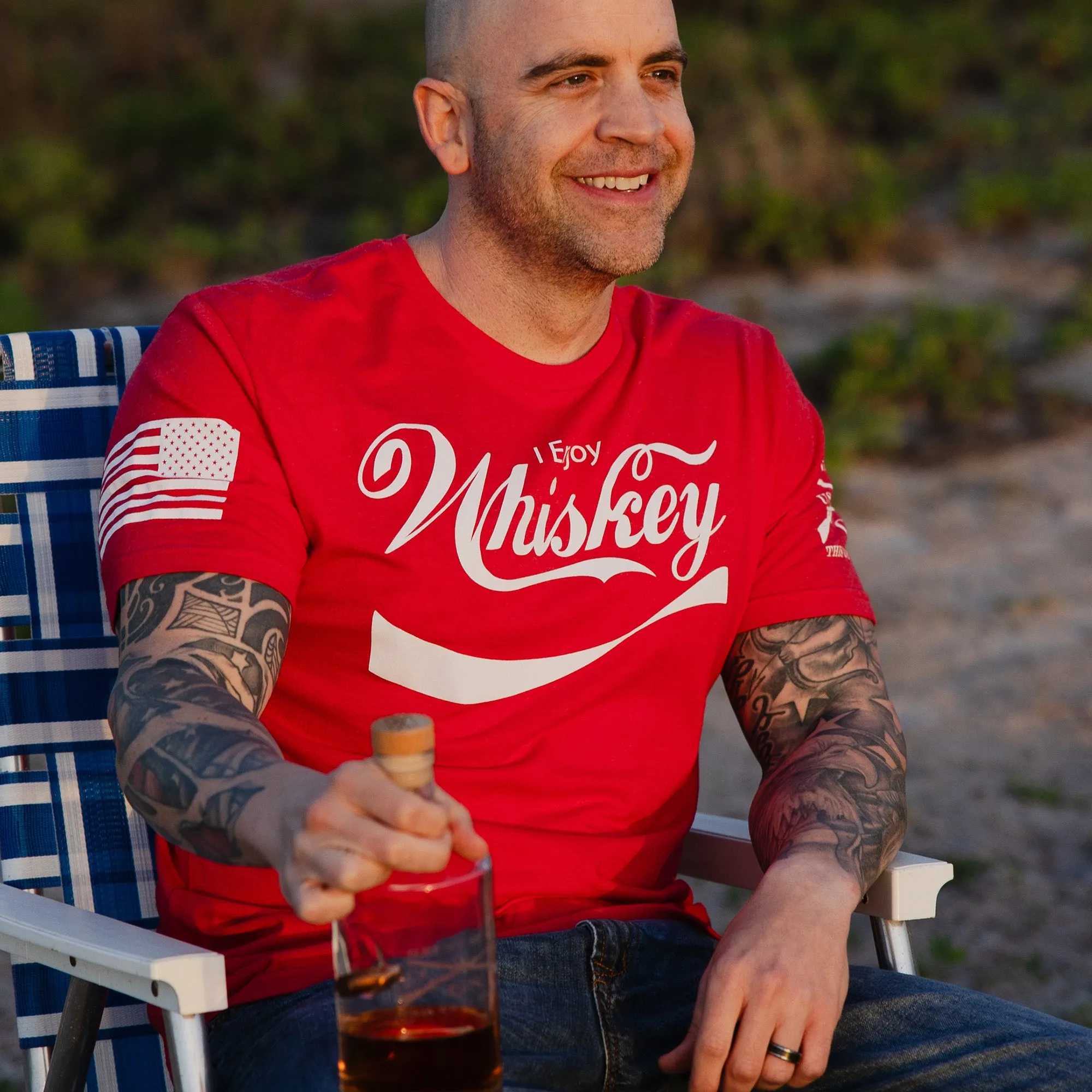 Enjoy Whiskey T-Shirt - Red sold by Grunt Style product image thumbnail 4
