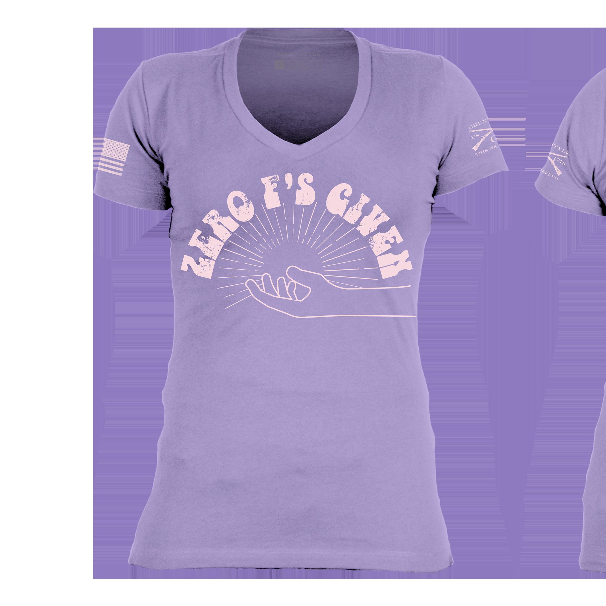 Women's Zero F's Given V-Neck - Lavender sold by Grunt Style product image thumbnail 2