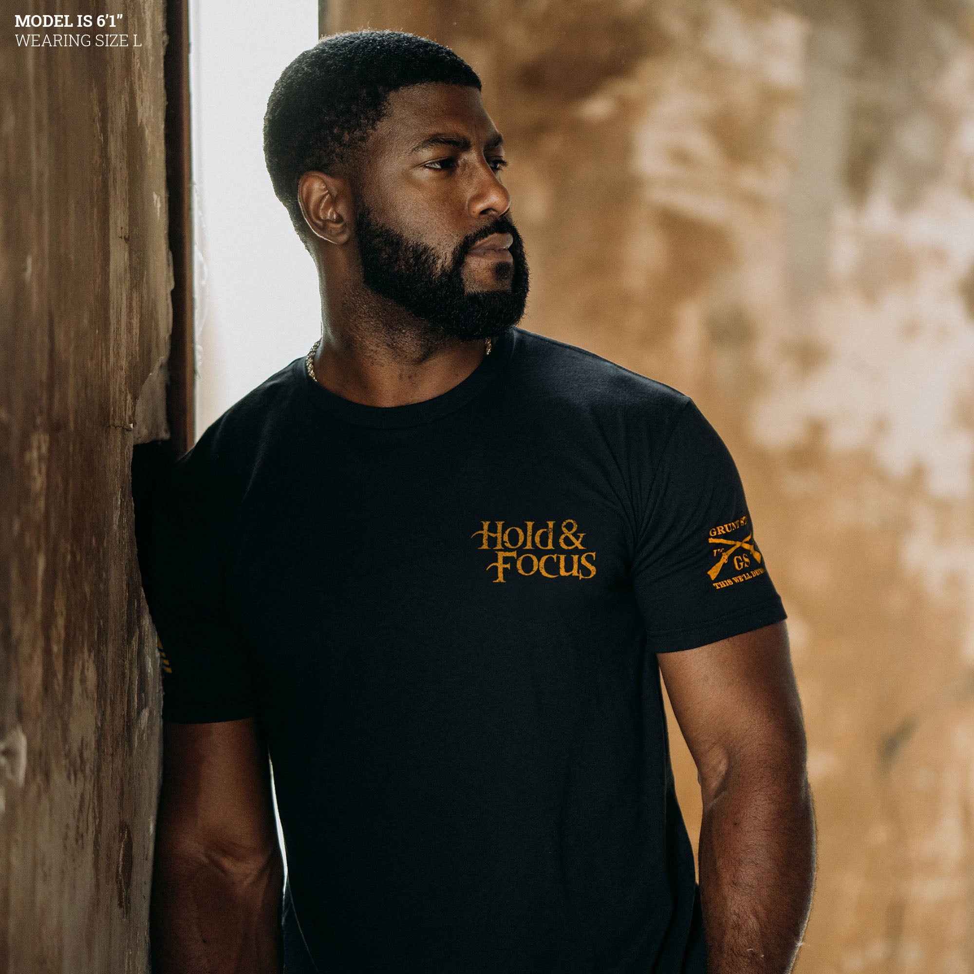 Hold and Focus T-Shirt - Black sold by Grunt Style product image thumbnail 3