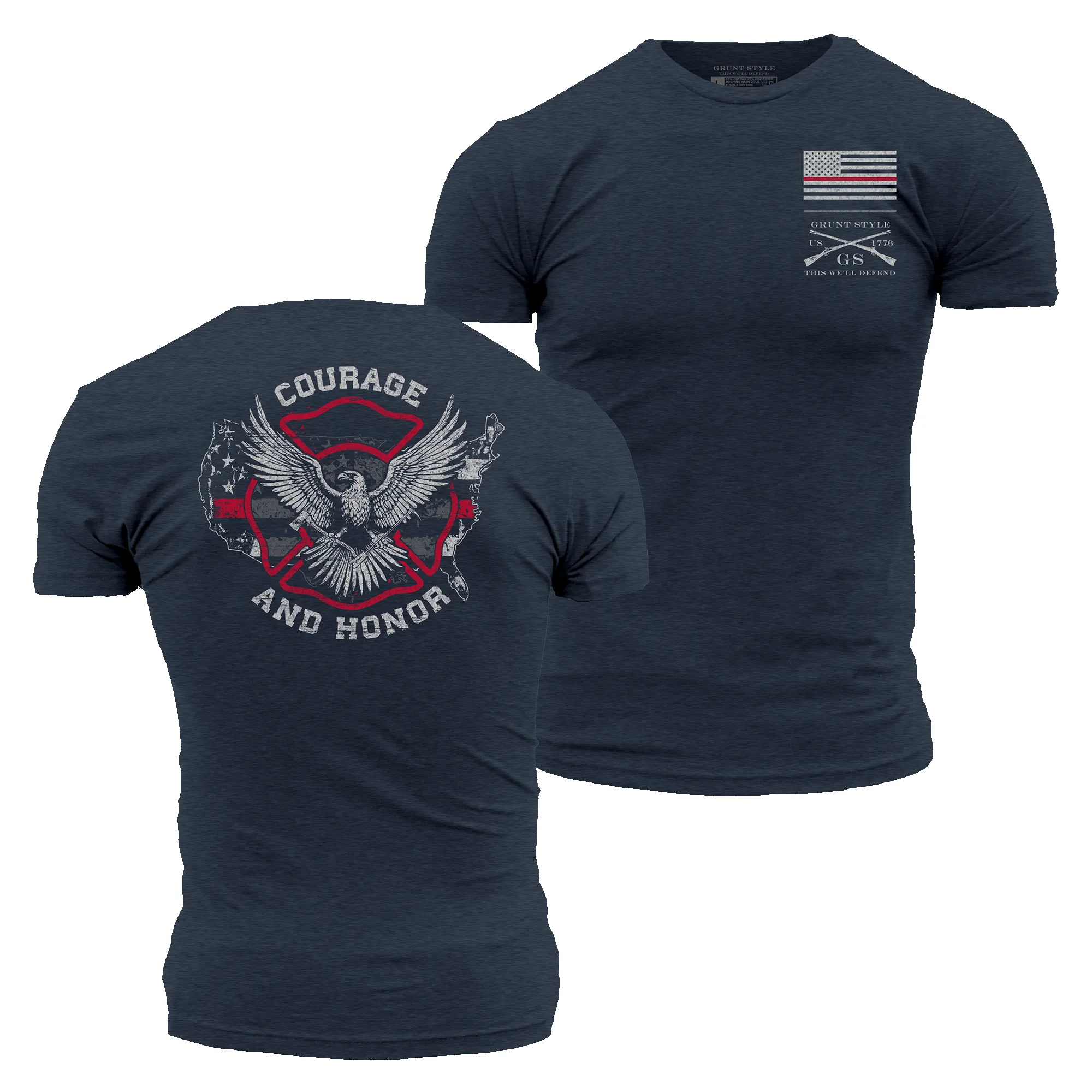 Courage and Honor T-Shirt - Midnight Navy sold by Grunt Style