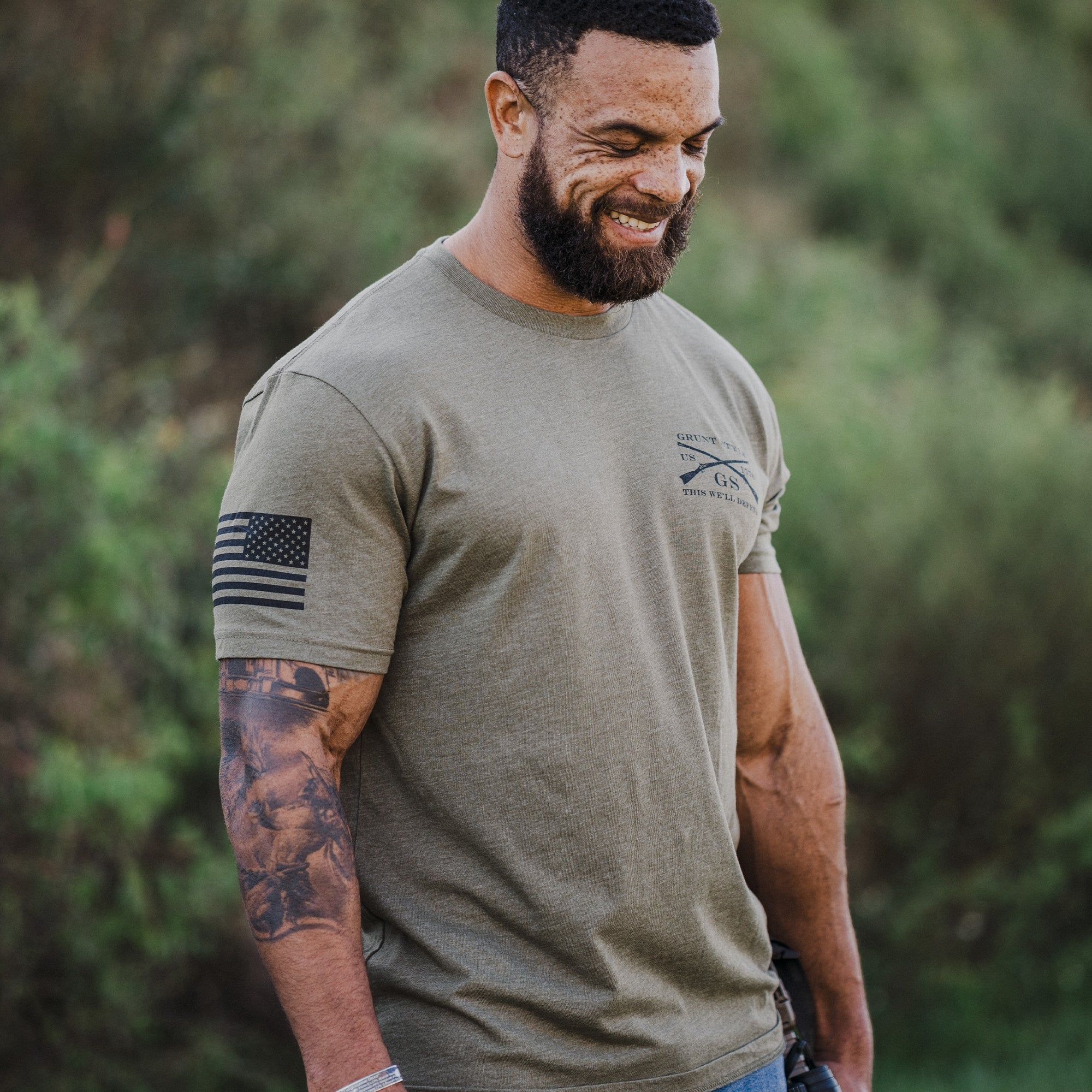 Death Skull T-Shirt - Military Green sold by Grunt Style product image thumbnail 4