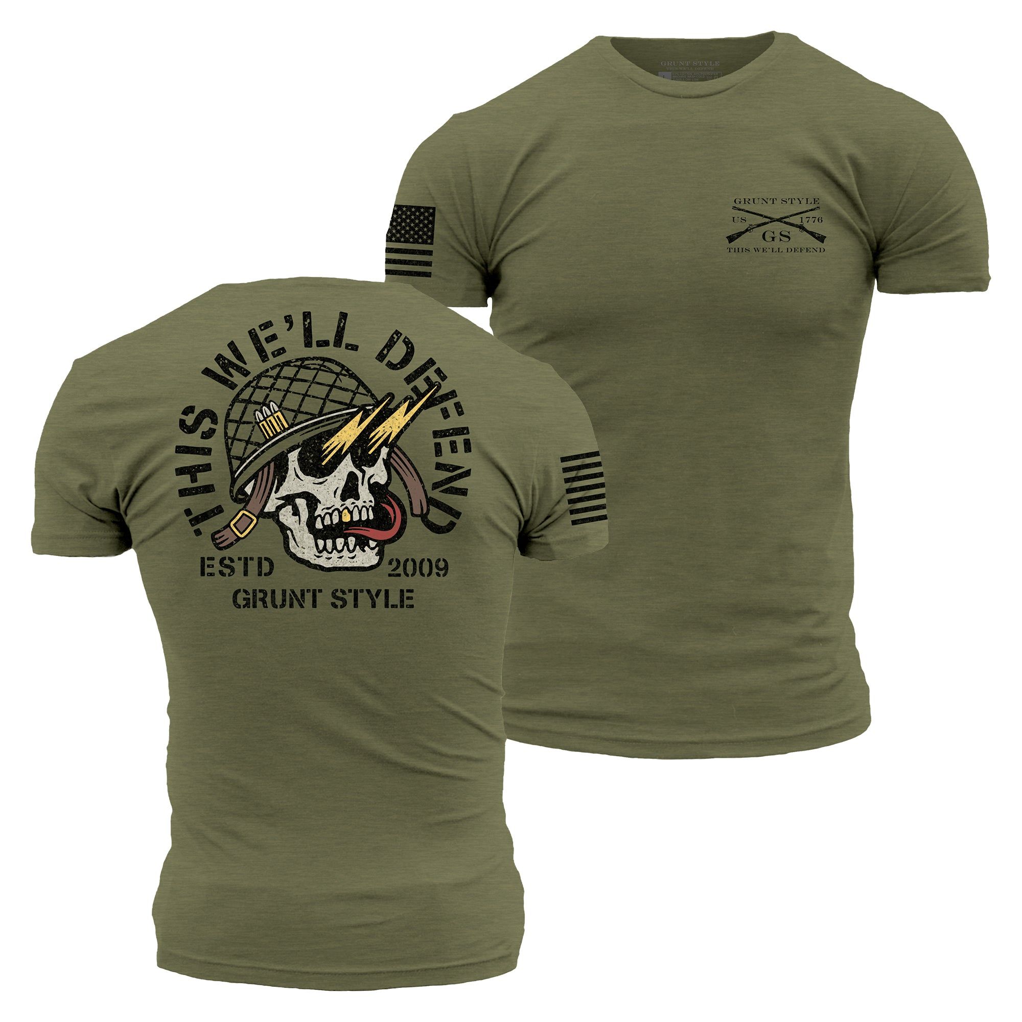 Death Skull T-Shirt - Military Green sold by Grunt Style product image thumbnail 2
