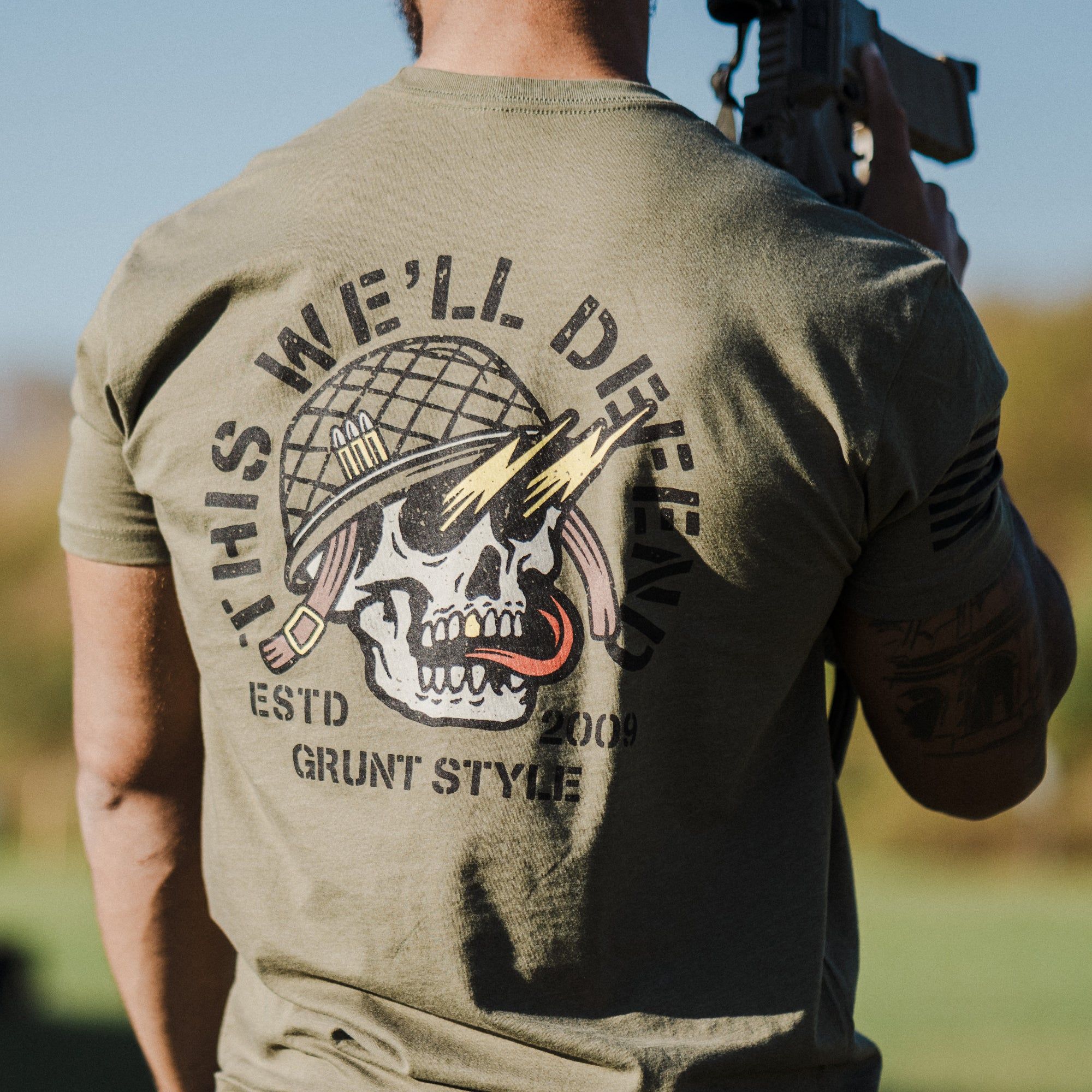 Death Skull T-Shirt - Military Green sold by Grunt Style product image thumbnail 3