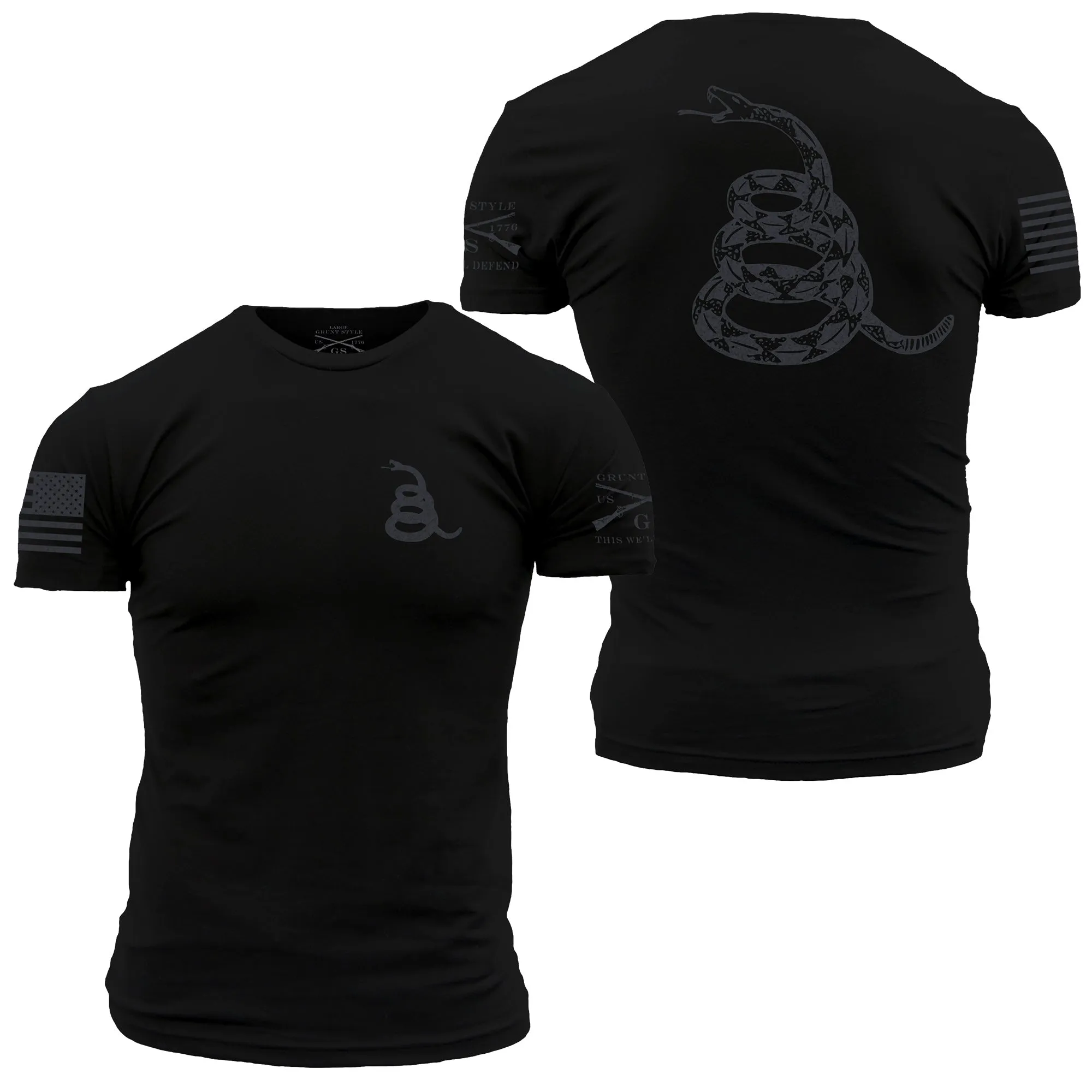 Don't Tread on Me Concealed Gadsden T-Shirt- Black sold by Grunt Style
