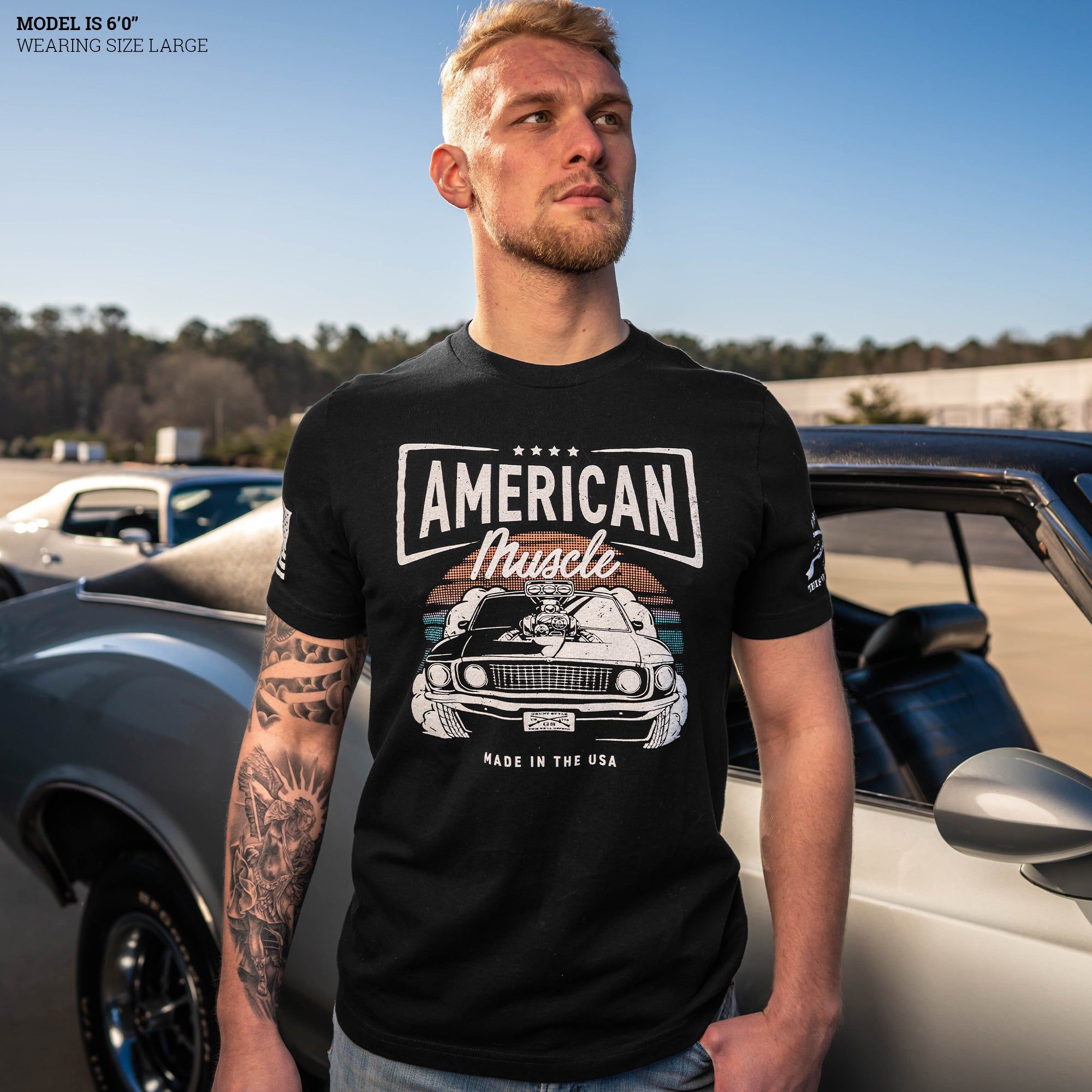 American Muscle T-Shirt - Black sold by Grunt Style product image thumbnail 4