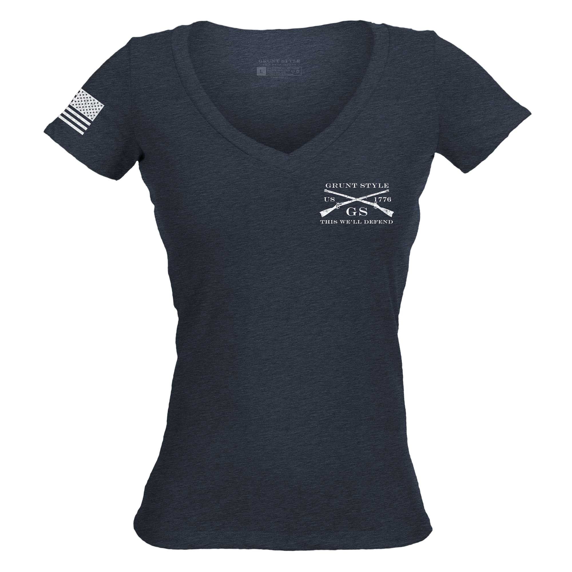 Women's Stars and Stripes Logo V-Neck - Midnight Navy sold by Grunt Style product image thumbnail 5