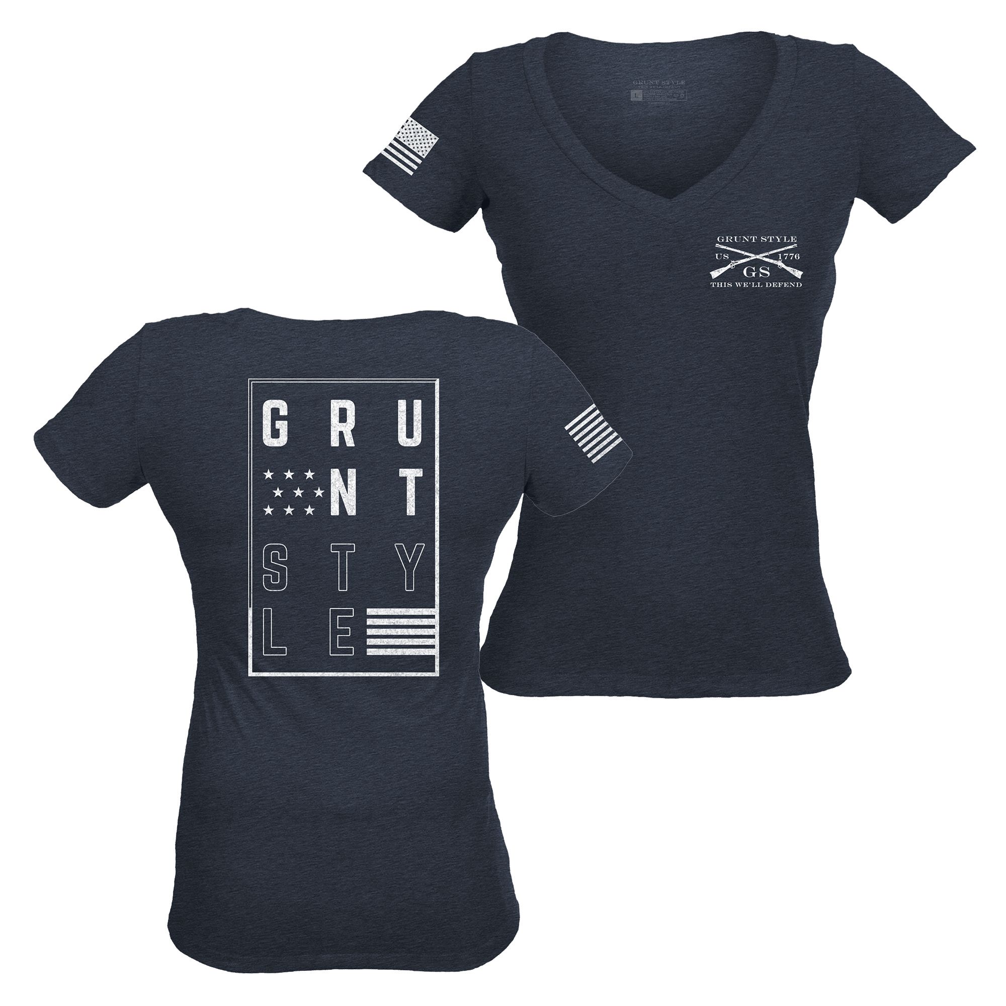 Women's Stars and Stripes Logo V-Neck - Midnight Navy sold by Grunt Style product image thumbnail 3