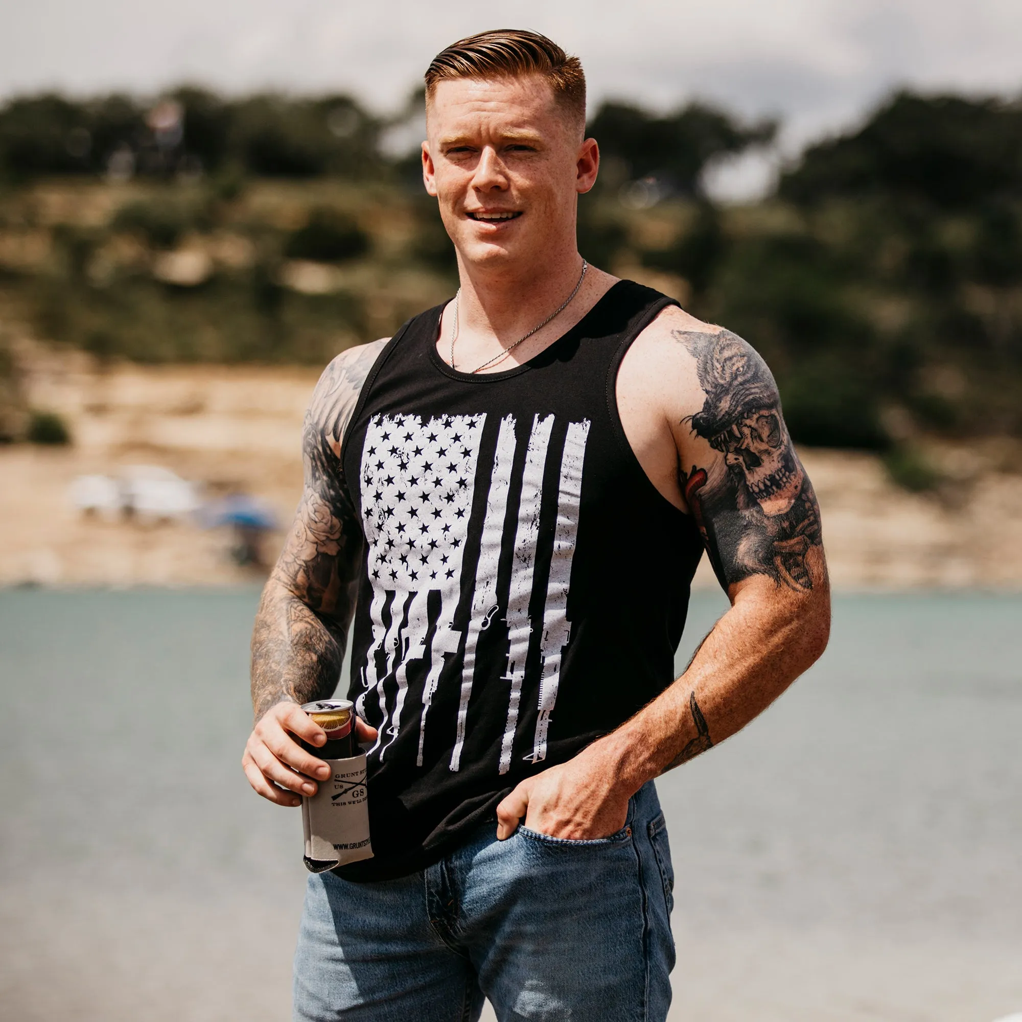 Men's Rifle Flag Tank - Black sold by Grunt Style product image thumbnail 4